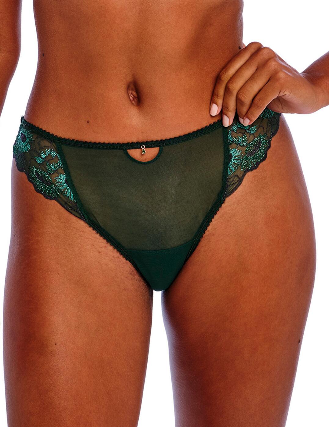 Step into an irresistibly seductive look with this fabulous brief from the Loveland collection by Freya! Semi-sheer front side panels with eye-catching embroidery details craft a sensual aesthetic; equal parts sophisticated and flirty. The scalloped edges further the femininity of this brief, and the good rear coverage combines with a mid-rise waist design to celebrate and compliment your beautiful curves! For a touch of modesty, the more opaque centre front and rear made from double-layered mesh is wonderfully comfortable; this brief really does have it all and is finished off elegantly with a delicate heart charm detail at the centre front. Pair with a matching bra from the Loveland range for a showstopping look!