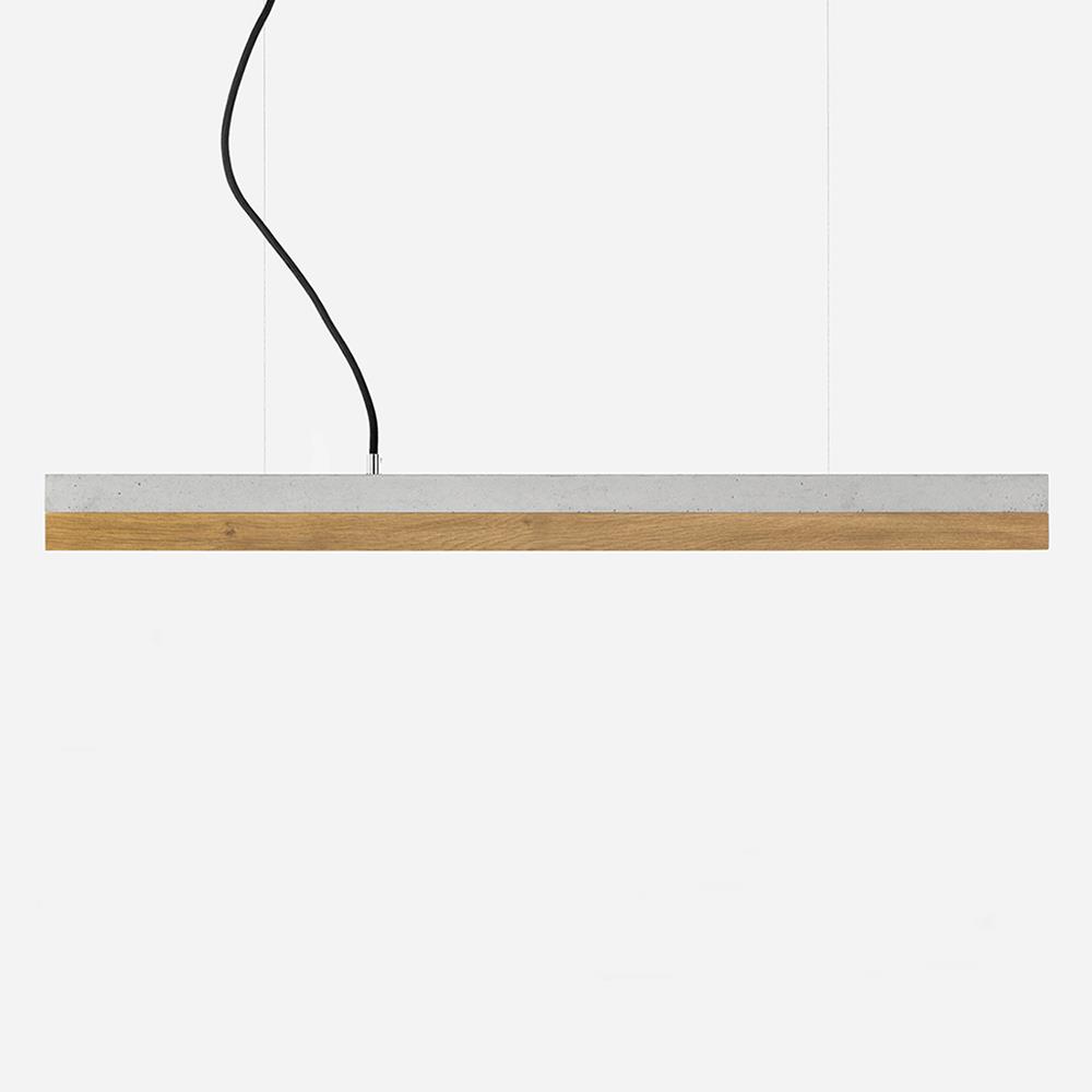 Concrete Linear Pendant Large Oak Light Concrete Graphite Grey Flex