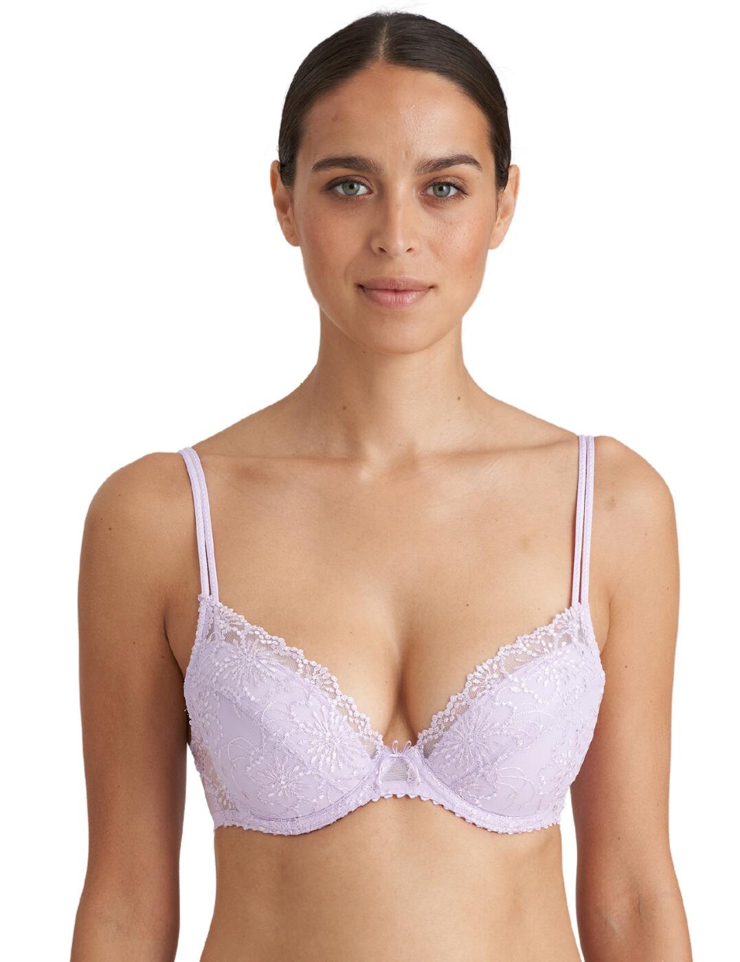 Enhance your bust with this push-up bra with removable pads from the Jane range by Marie Jo. This flattering bra has push-up pads that create a gorgeous lift whilst the cups provide medium coverage and a plunging neckline to showcase your irresistible cleavage. It provides a supportive and secure fit with underwiring, a mini hook and eye closure and elegant double adjustable straps. The bra has opaque cups with a sheer floral embroidery overlay that delicately scallops around the edges along with a mini bow in the centre.  Push-up bra Removable pads Medium coverage Plunging neckline creates irresistible cleavage Underwired Mini hook and eye closure Double adjustable straps Opaque cups with floral embroidery overlay Mini bow in the centre Matching lingerie is also available Composition: 54% Polyester &pipe; 32% Polyamide &pipe; 14% Elastane Listed in UK sizes  59330-104003-1357980 0101337  Push Up Bra