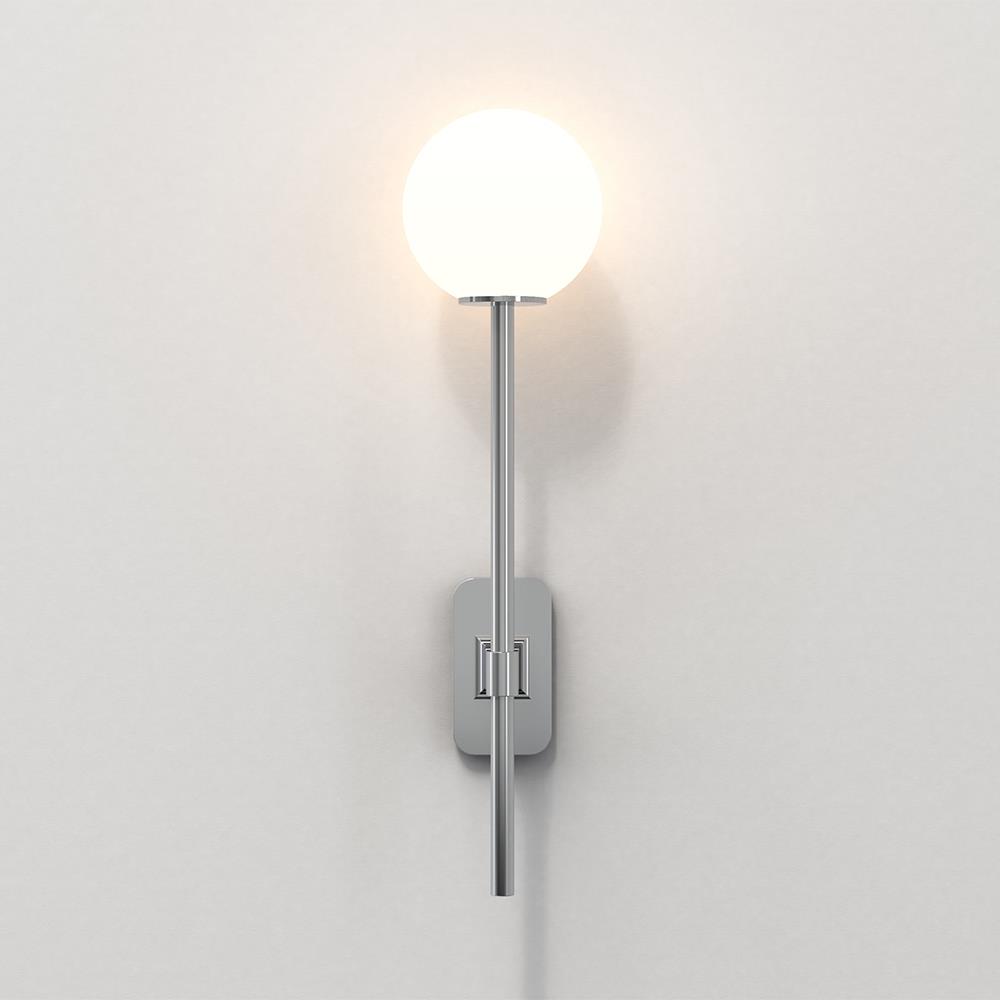 Tacoma Wall Light Large Polished Chrome White Glass