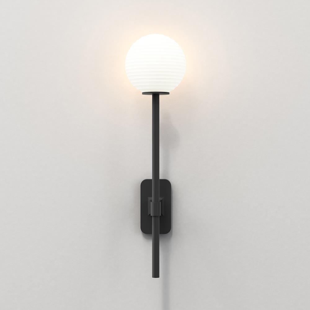 Tacoma Wall Light Large Black White Ribbed Glass