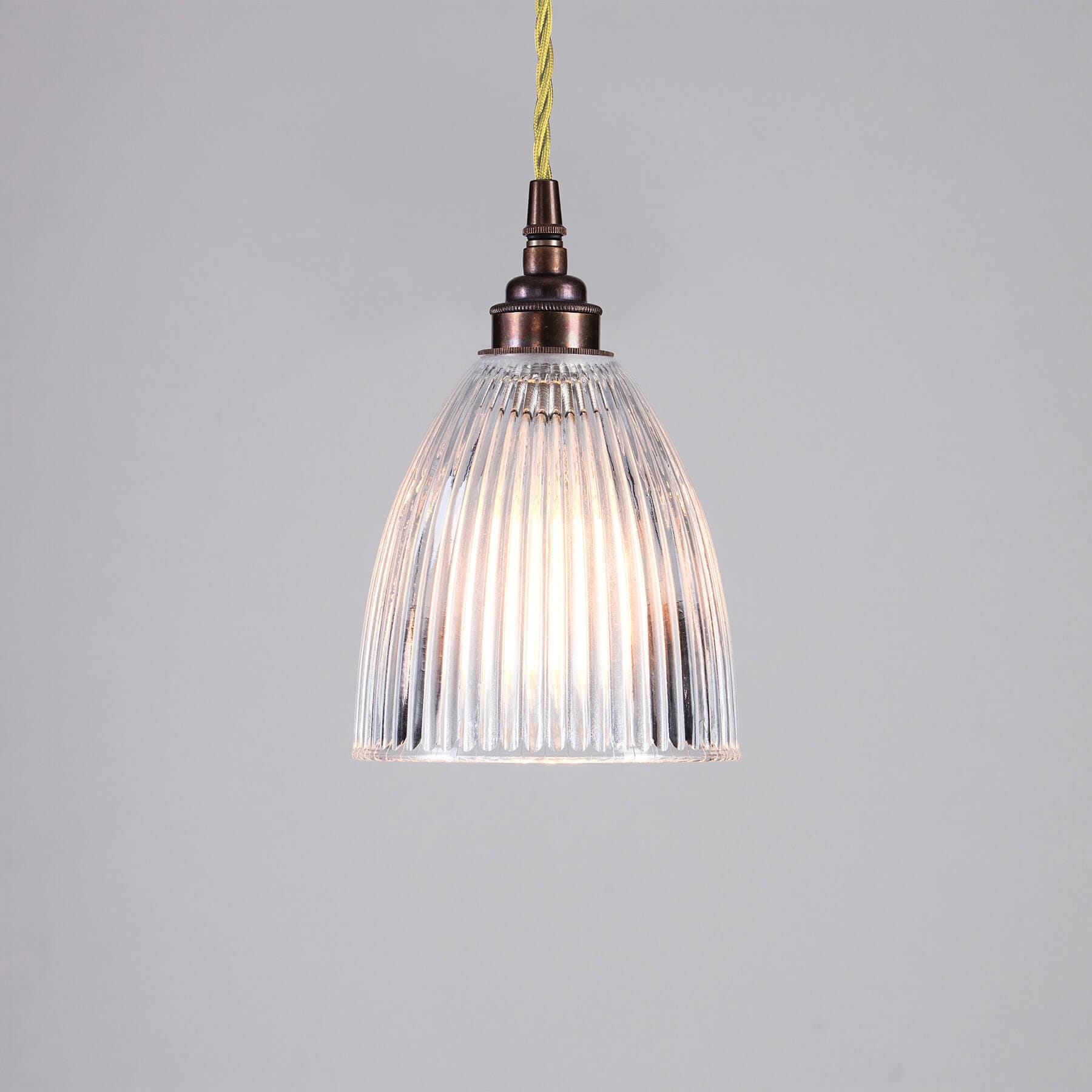 Old School Electric Black Friday Exclusive Elongated Prismatic Pendant Light With Coloured Flex Small Antique Brass Fittings And Yellow Flex Cl