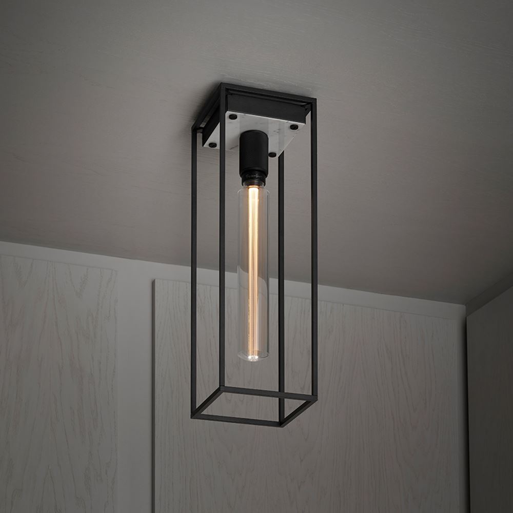 Caged Ceiling 10 Lamp Large Polished White Marble