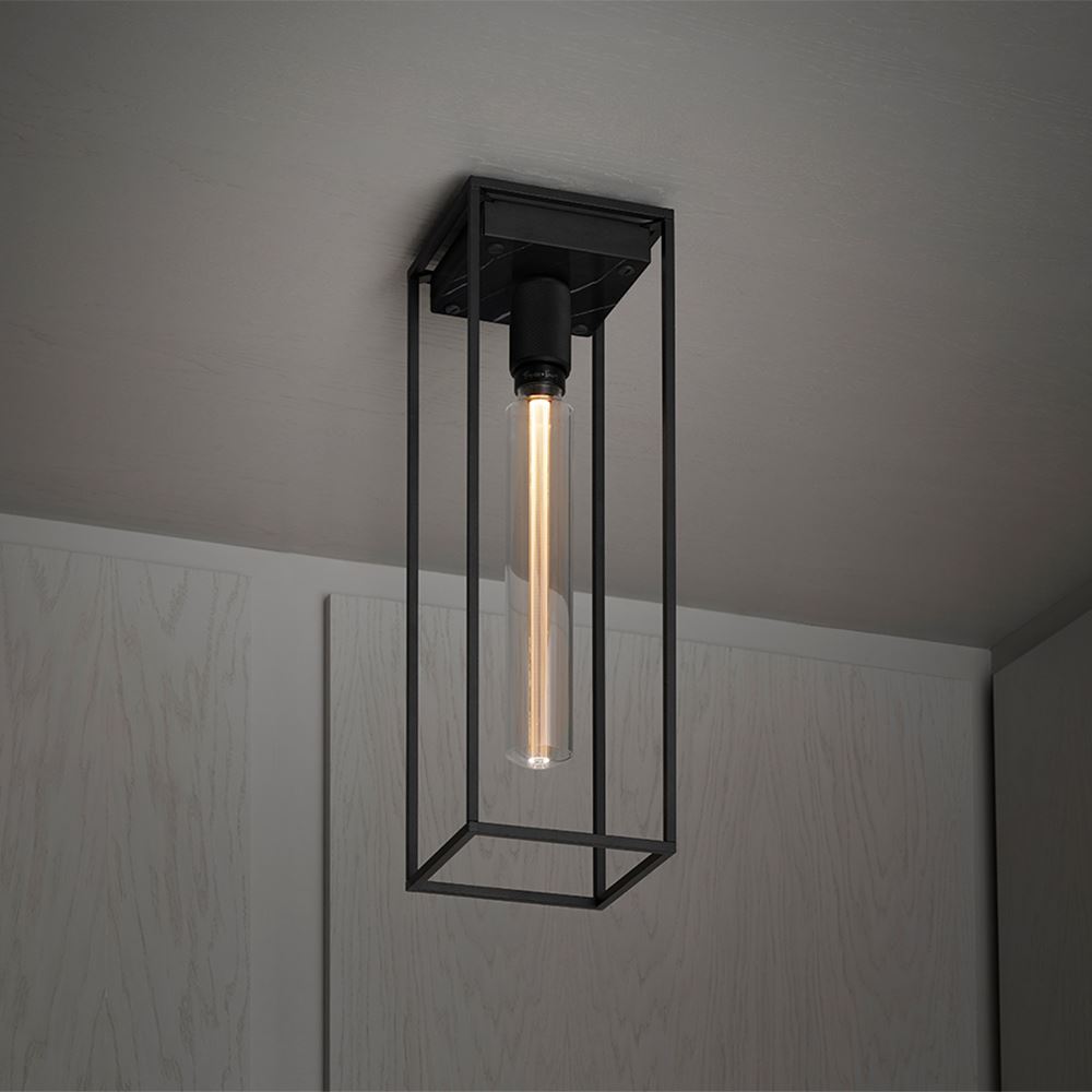 Caged Ceiling 10 Lamp Large Satin Black Marble