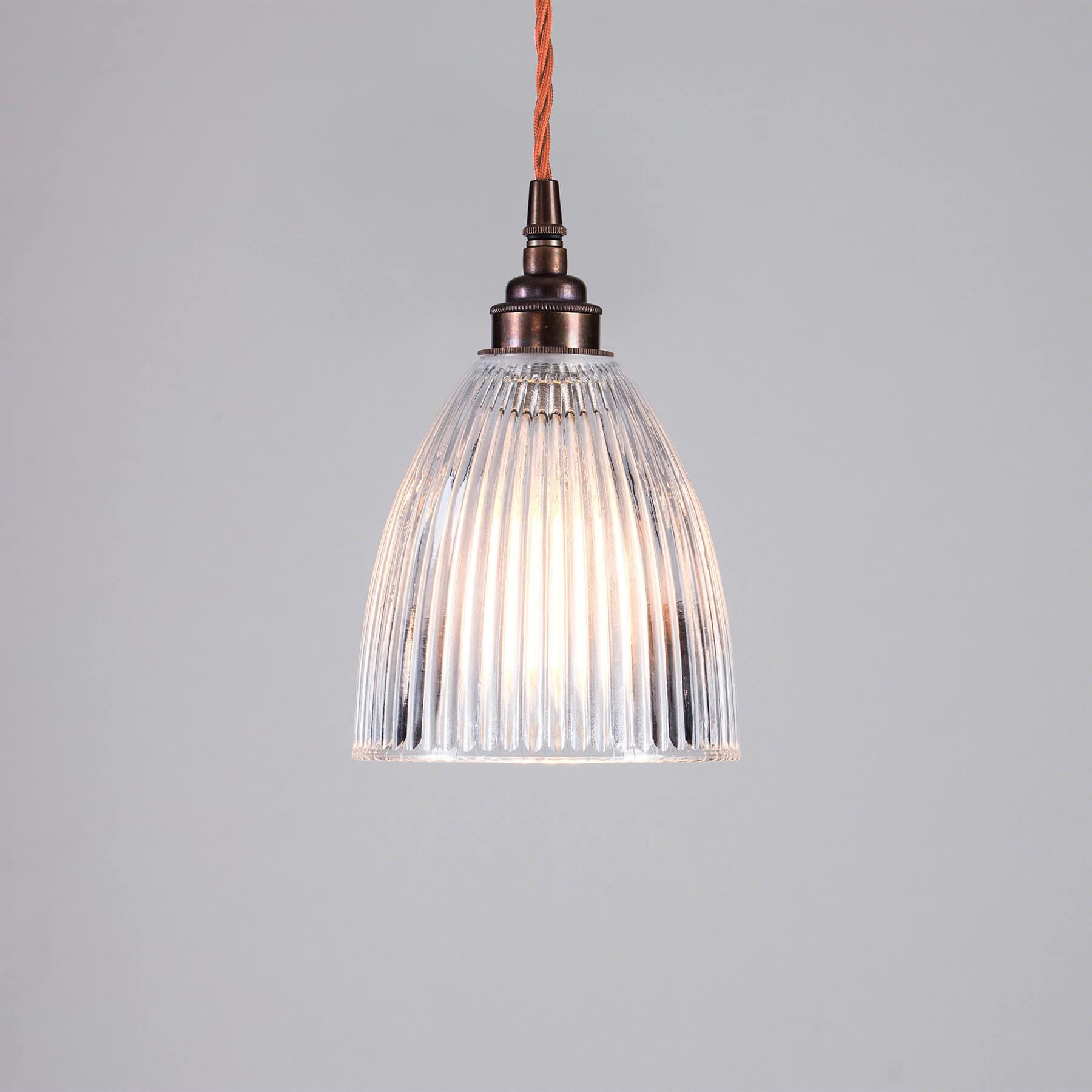 Old School Electric Black Friday Exclusive Elongated Prismatic Pendant Light With Coloured Flex Small Antique Brass Fittings And Orange Flex Cl