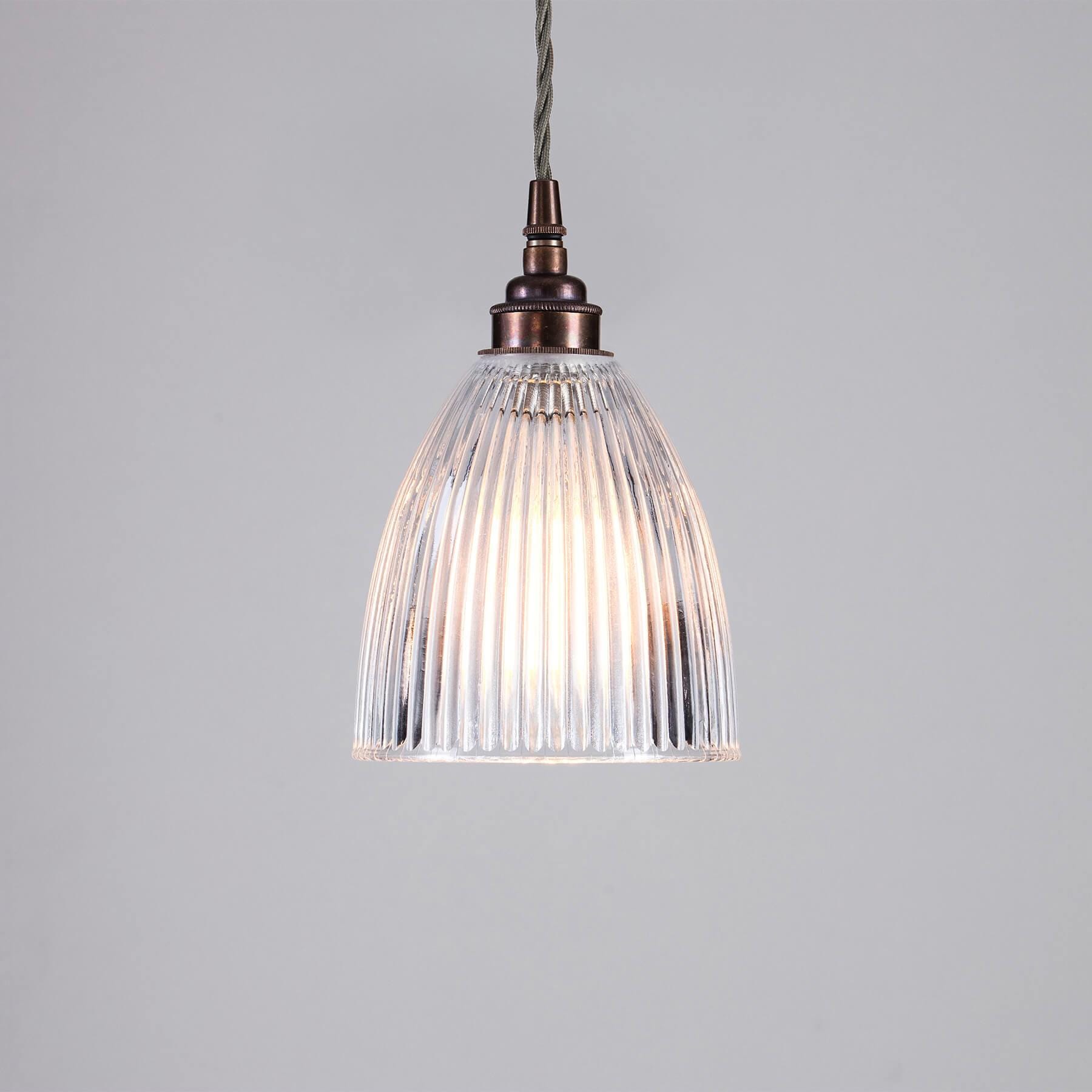 Old School Electric Black Friday Exclusive Elongated Prismatic Pendant Light With Coloured Flex Small Antique Brass Fittings And Grey Flex Clea