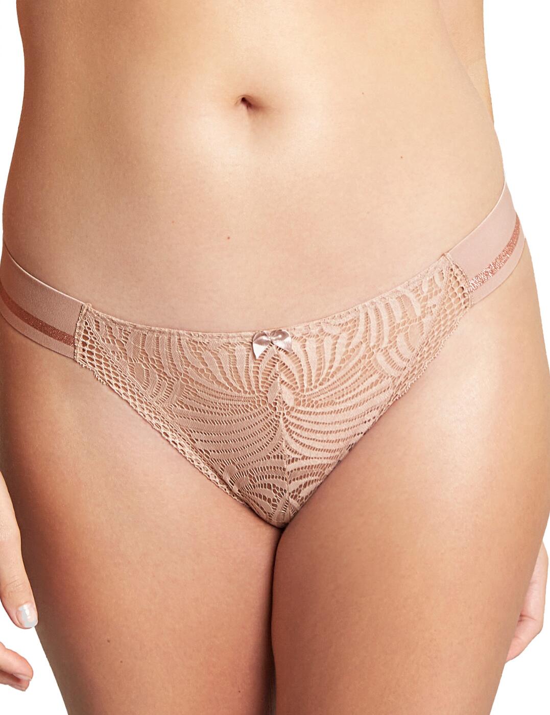 This sexy, sassy tanga brief from Lyzy Vibe at Cleo by Panache makes for great everyday wear or perfect for a special occasion. The sheer stretch lace with cheeky bottom coverage and open sides makes for a seductive appeal, whilst also being super comfortable with a wide elastic waistband and cotton gusset. These briefs sit at mid-rise and have a smooth finish under clothing for no visible panty line, and all finished off with a dainty satin bow at the front. Be sure to wow even more with the matching triangle bra!  Sexy and soft tanga brief Sheer stretch lace Cheeky bottom coverage Open sides with wide elastic waistband Cotton gusset for breathability Mid-rise Smooth finish under clothing for no VPL Satin bow at the front Composition: 55% Polyamide &pipe; 21% Elastane &pipe; 16% Cotton &pipe; 8% Polyester Listed in UK sizes  50853-91886-1209993 10232  Tanga Brief