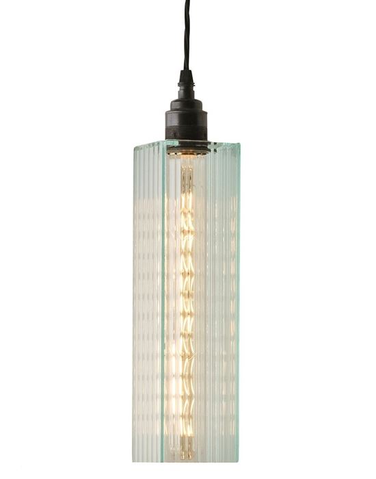 Long Pendant Light Reeded Glass