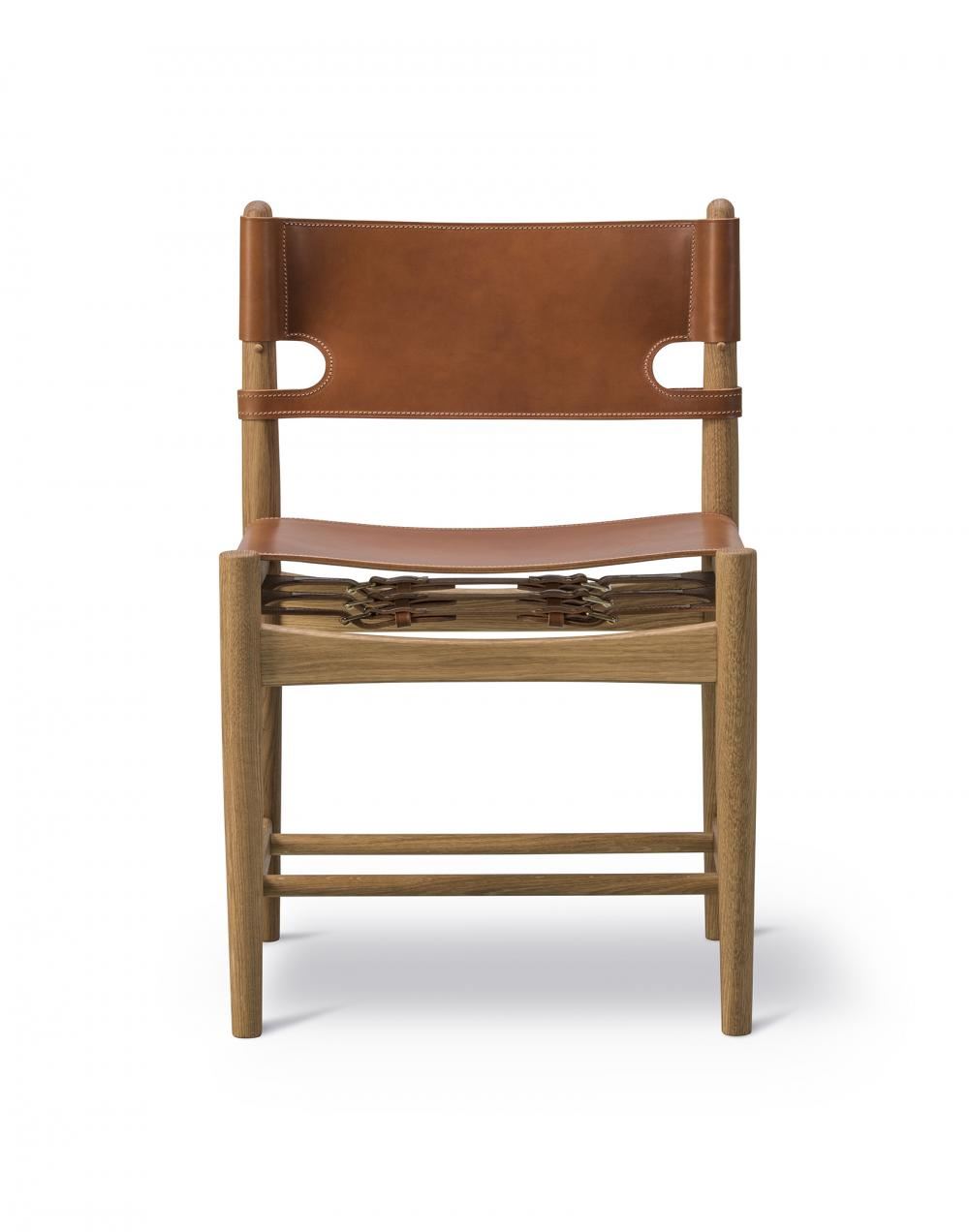 Spanish Dining Chair Oiled Oak Cognac Leather