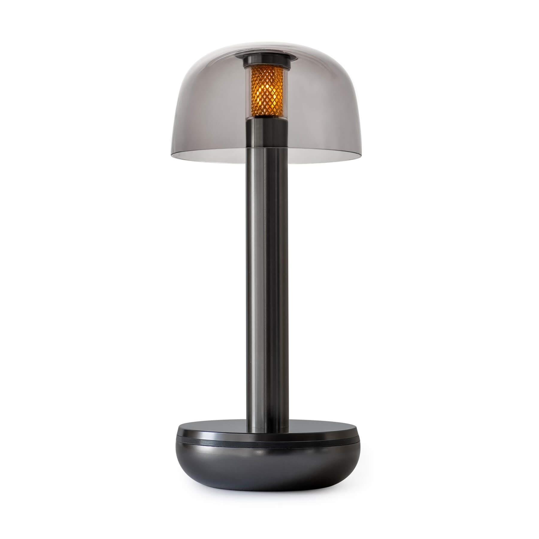 Humble Two Portable Rechargeable Lamp Titanium With Smoked Shade Brassgold