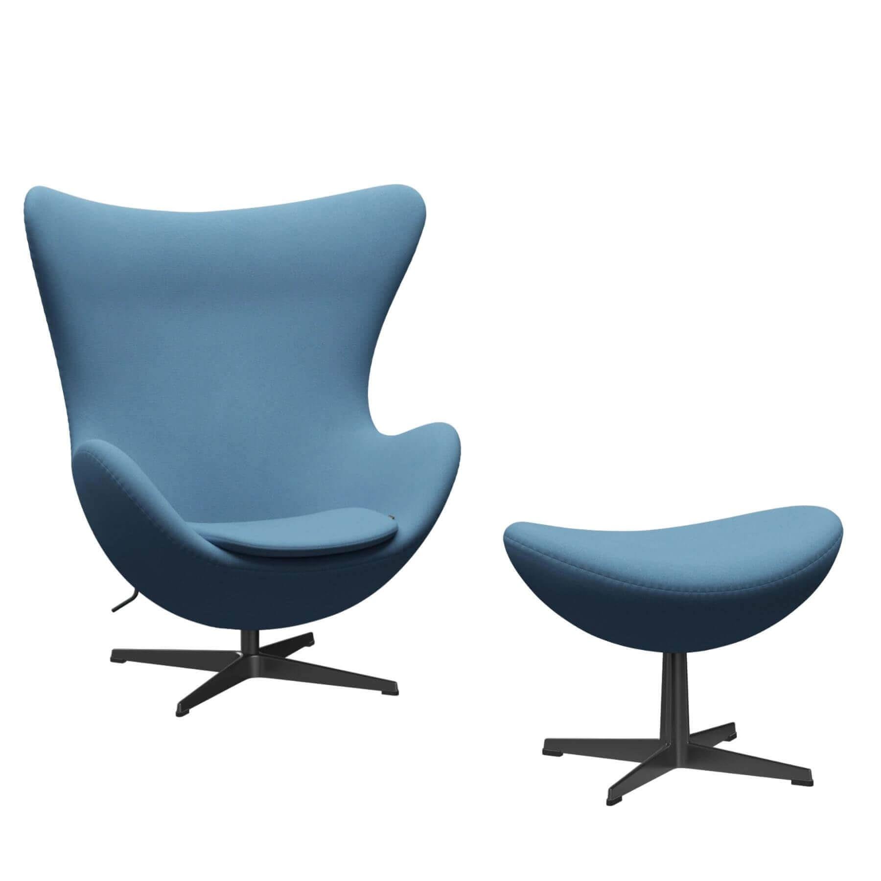 Fritz Hansen Egg Lounge Chair With Footstool Black Base Tonus Pastel Blue Designer Furniture From Holloways Of Ludlow