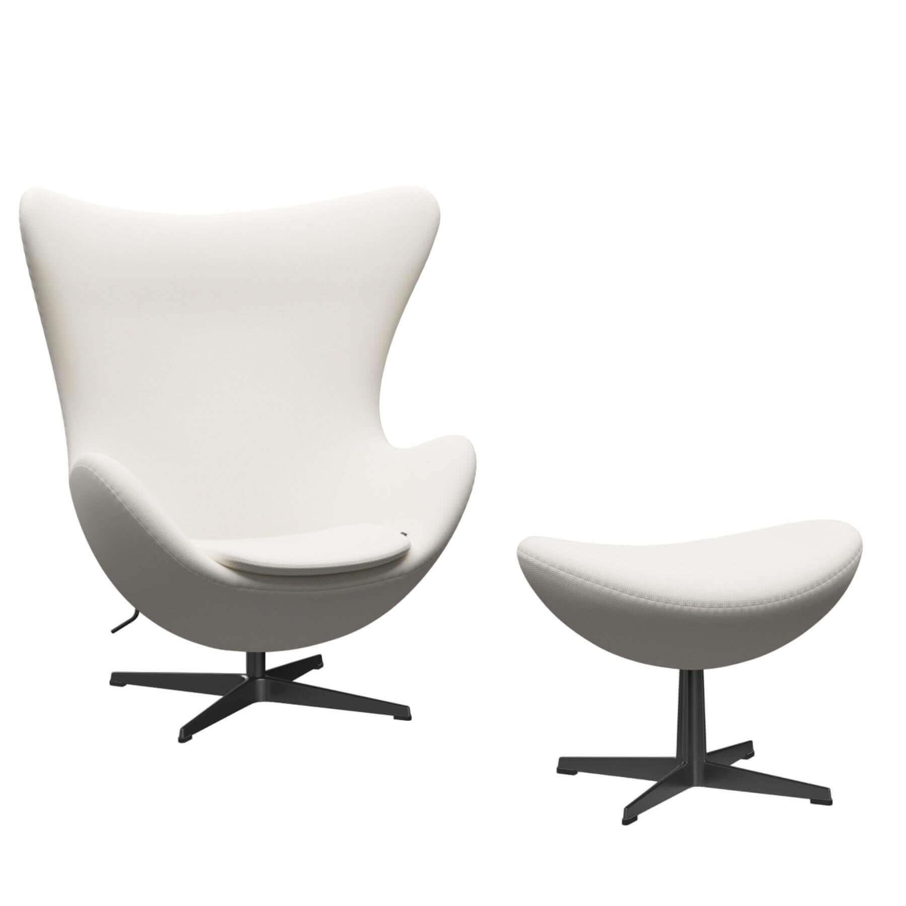 Fritz Hansen Egg Lounge Chair With Footstool Black Base Diablo Snow White Designer Furniture From Holloways Of Ludlow