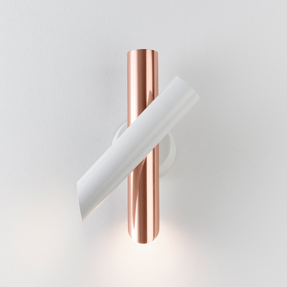 Tubes 2 Wall Light White Copper Push Dimmable