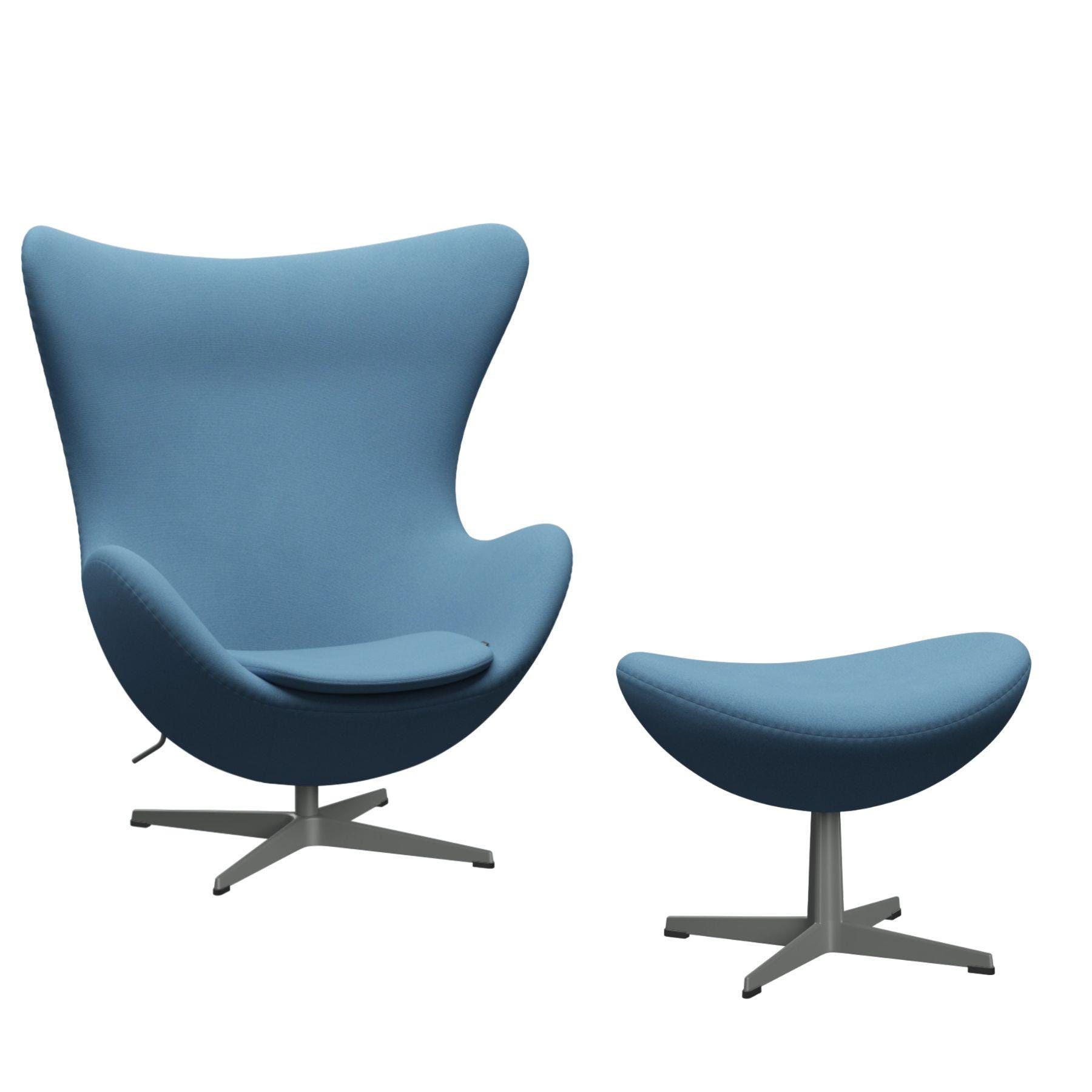 Fritz Hansen Egg Lounge Chair With Footstool Silver Grey Tonus Pastel Blue Designer Furniture From Holloways Of Ludlow