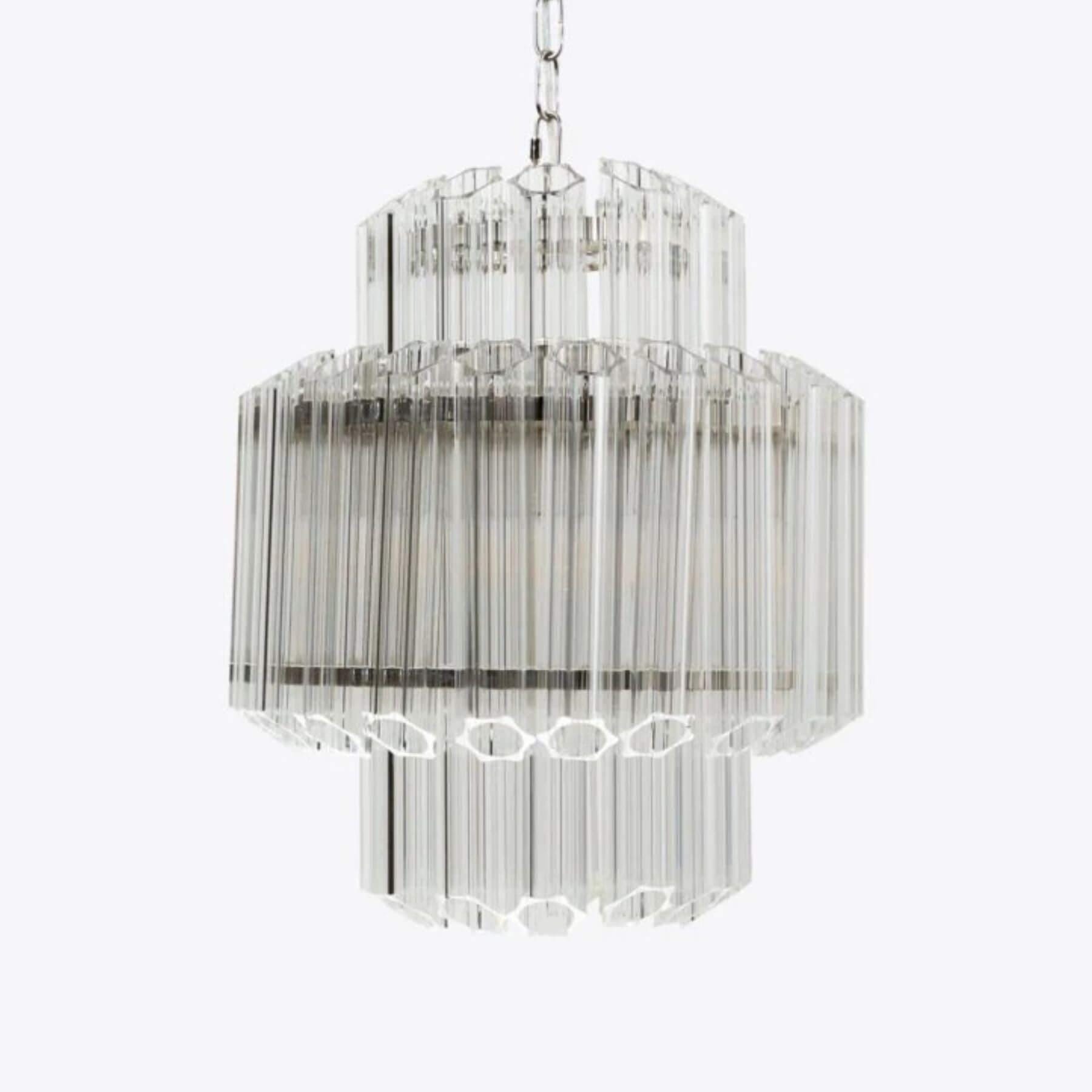 Pure White Lines Piccolo Palermo Chandelier Polished Nickel Clear
