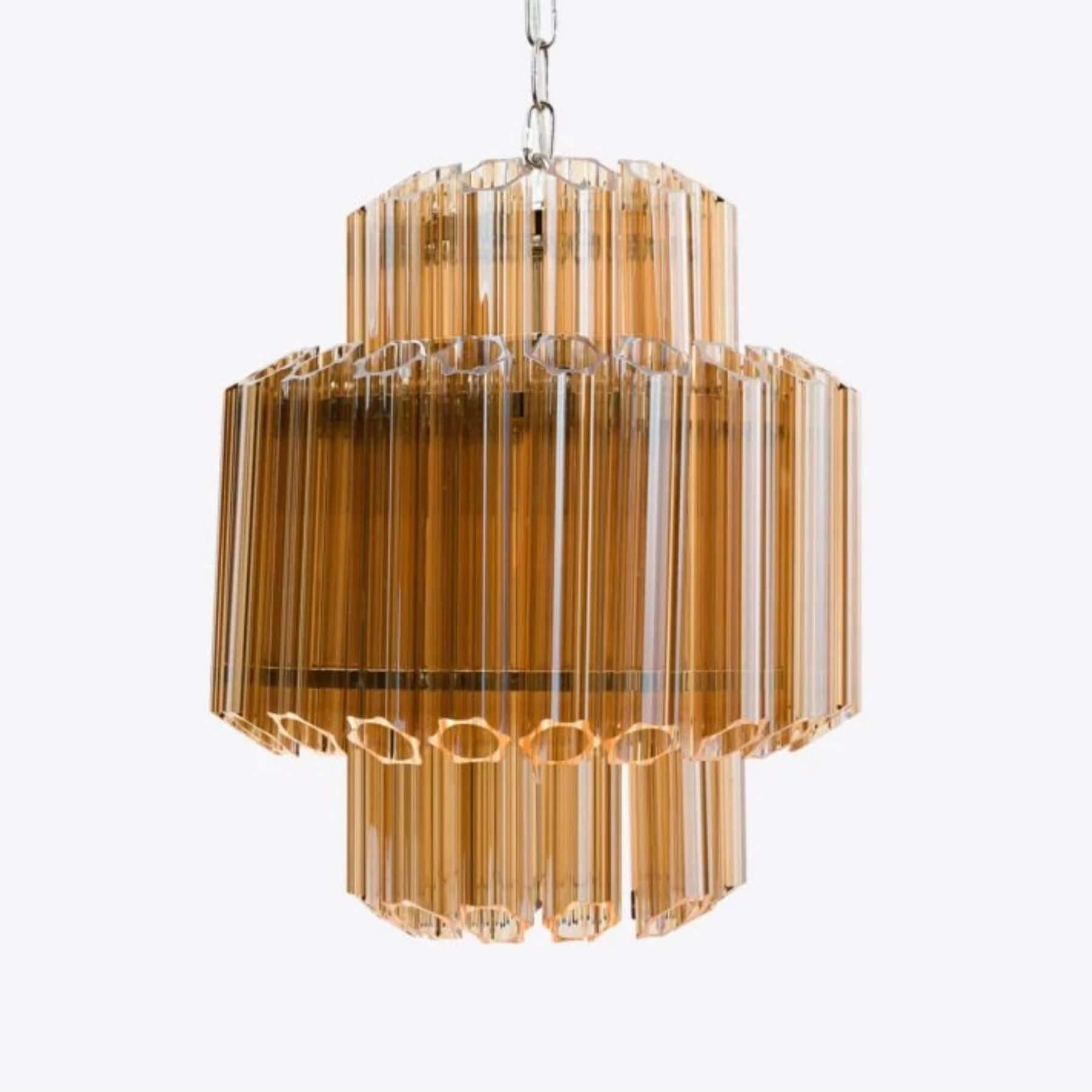 Pure White Lines Piccolo Palermo Chandelier Polished Nickel Amber Orange