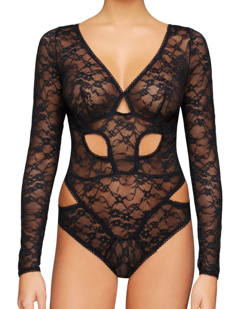 This stunning Aphrodite bodysuit from Coco De Mer proves that a little more coverage can be just as sexy as bearing all! Inspired by the Goddess of Love herself, the Aphrodite range combines supple stretch lace with sensual cuts that's sure to take you to heavenly realms. Unique cut-outs feature on this piece for an eye-catching look. The glimpse of skin beneath the semi-sheer lace along with long sleeves creates a look that blends restraint and exposure for a truly beautiful appearance.  Unique coverage and exposure design Semi-sheer, stretch lace Cut-out sections Long sleeves V neckline Full rear coverage Pull-on design Composition: 90% Polyamide &pipe; 10% Elastane Listed in UK sizes  48437-87998-1172596 APH-022-01  Body
