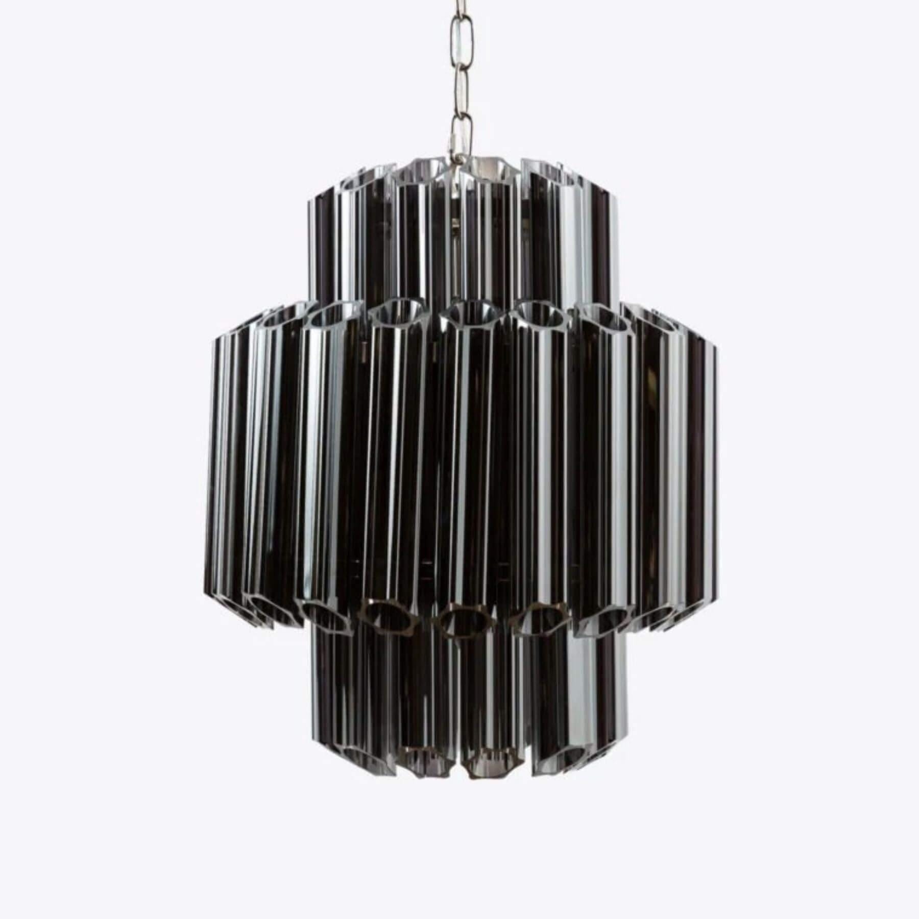 Pure White Lines Piccolo Palermo Chandelier Polished Nickel Smoked Black