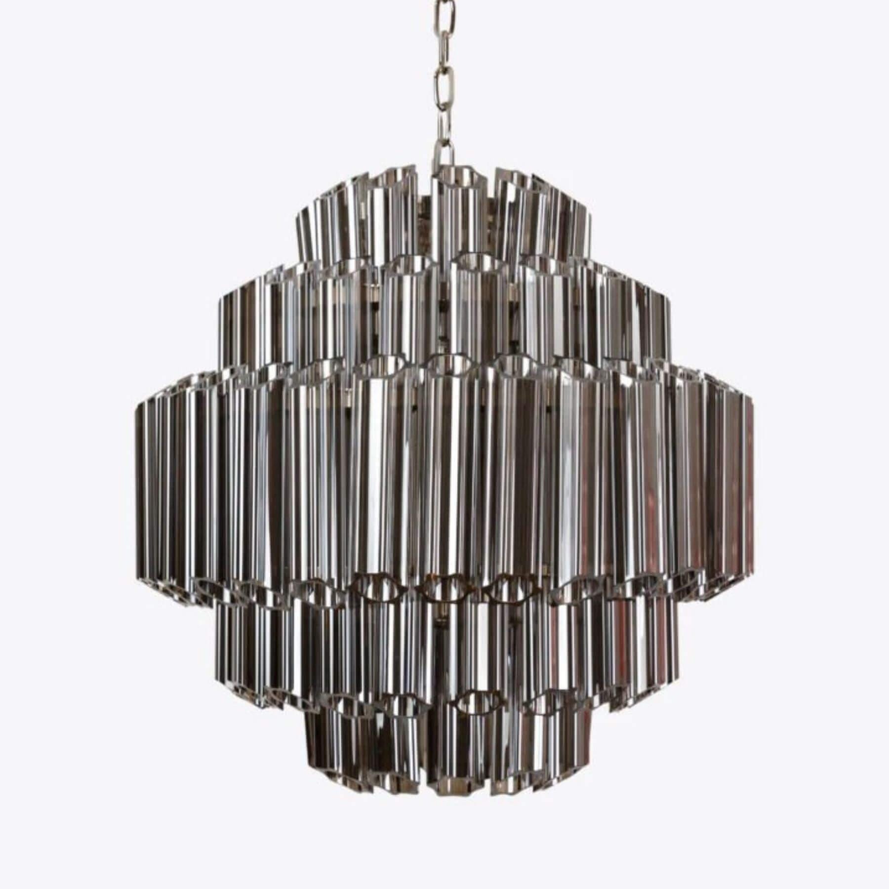 Pure White Lines Palermo Chandelier Polished Nickel Smoked Black
