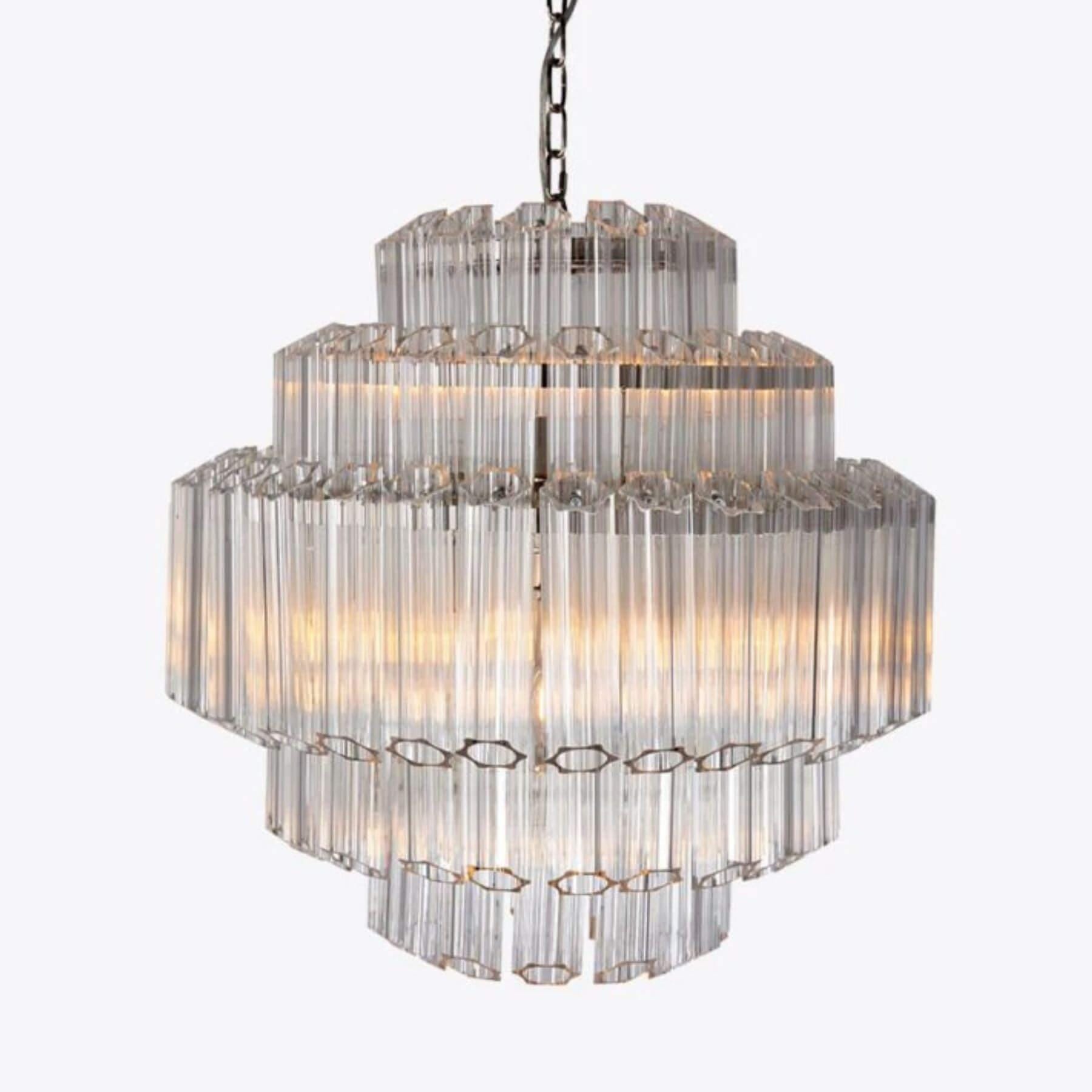 Pure White Lines Palermo Chandelier Satin Brass Clear
