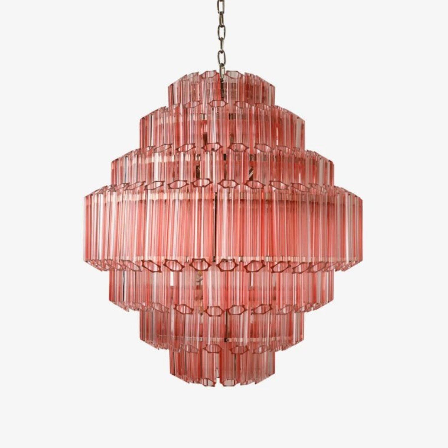 Pure White Lines Grande Palermo Chandelier Polished Nickel Pink