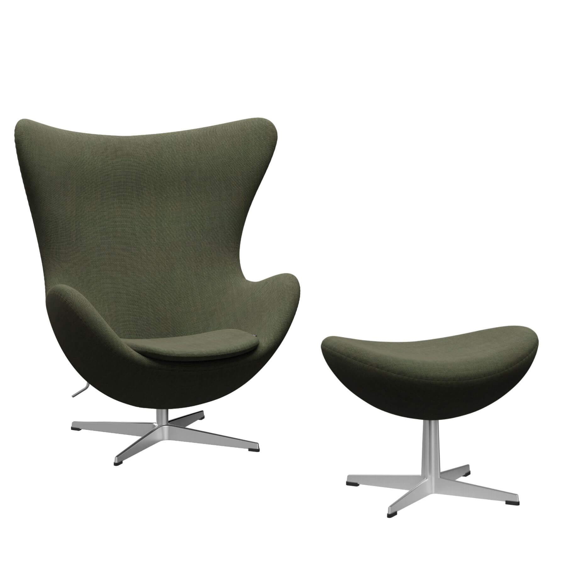 Fritz Hansen Egg Lounge Chair With Footstool Brushed Matt Canvas Moss Green Designer Furniture From Holloways Of Ludlow