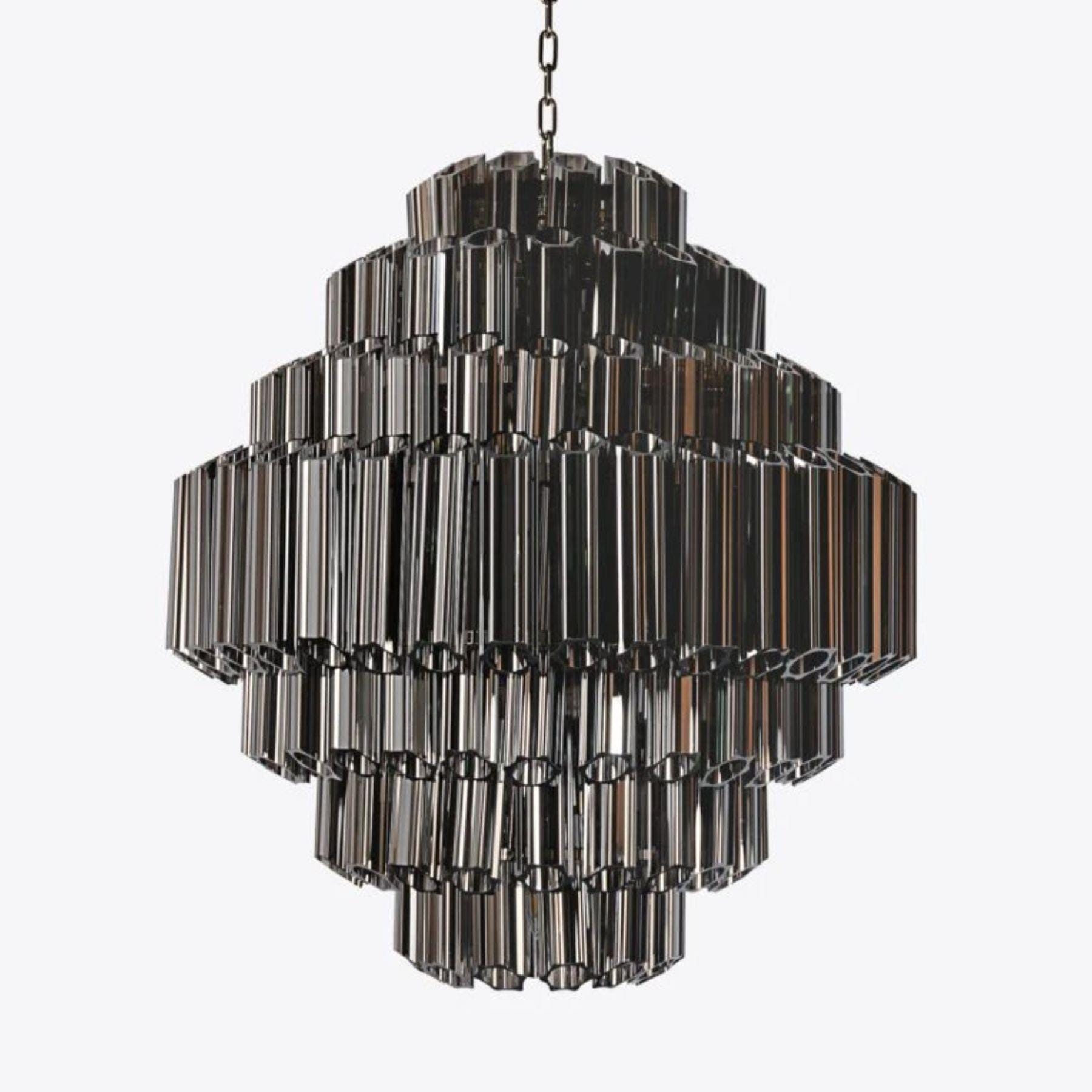 Pure White Lines Grande Palermo Chandelier Polished Nickel Smoked Black