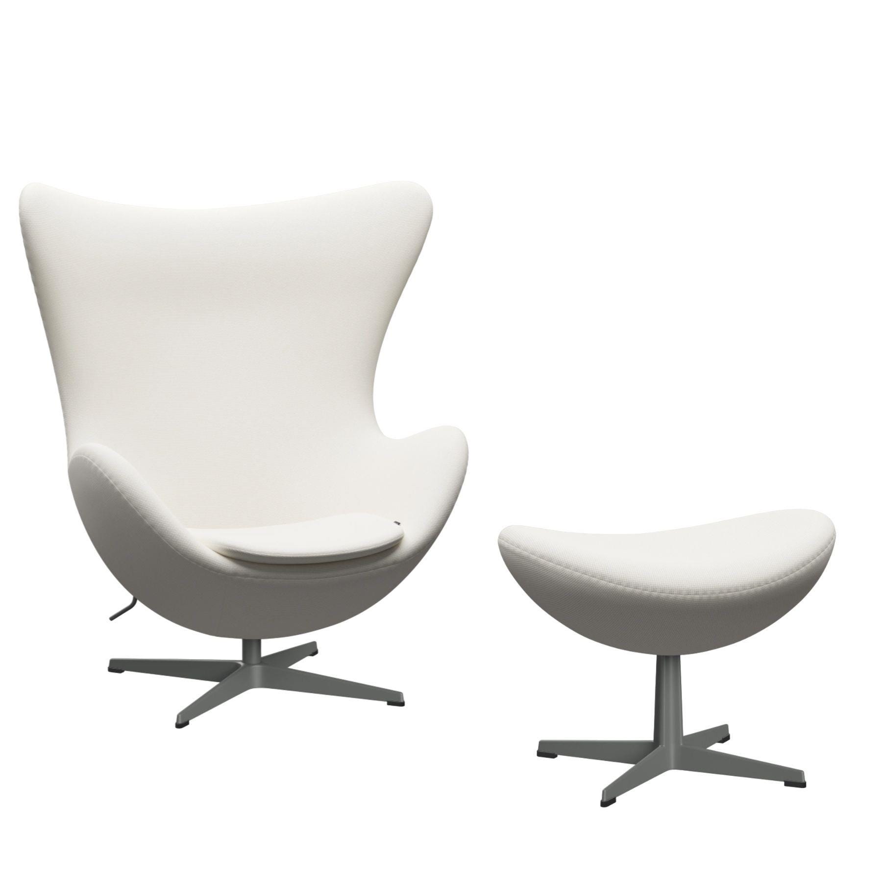 Fritz Hansen Egg Lounge Chair With Footstool Silver Grey Diablo Snow White Designer Furniture From Holloways Of Ludlow