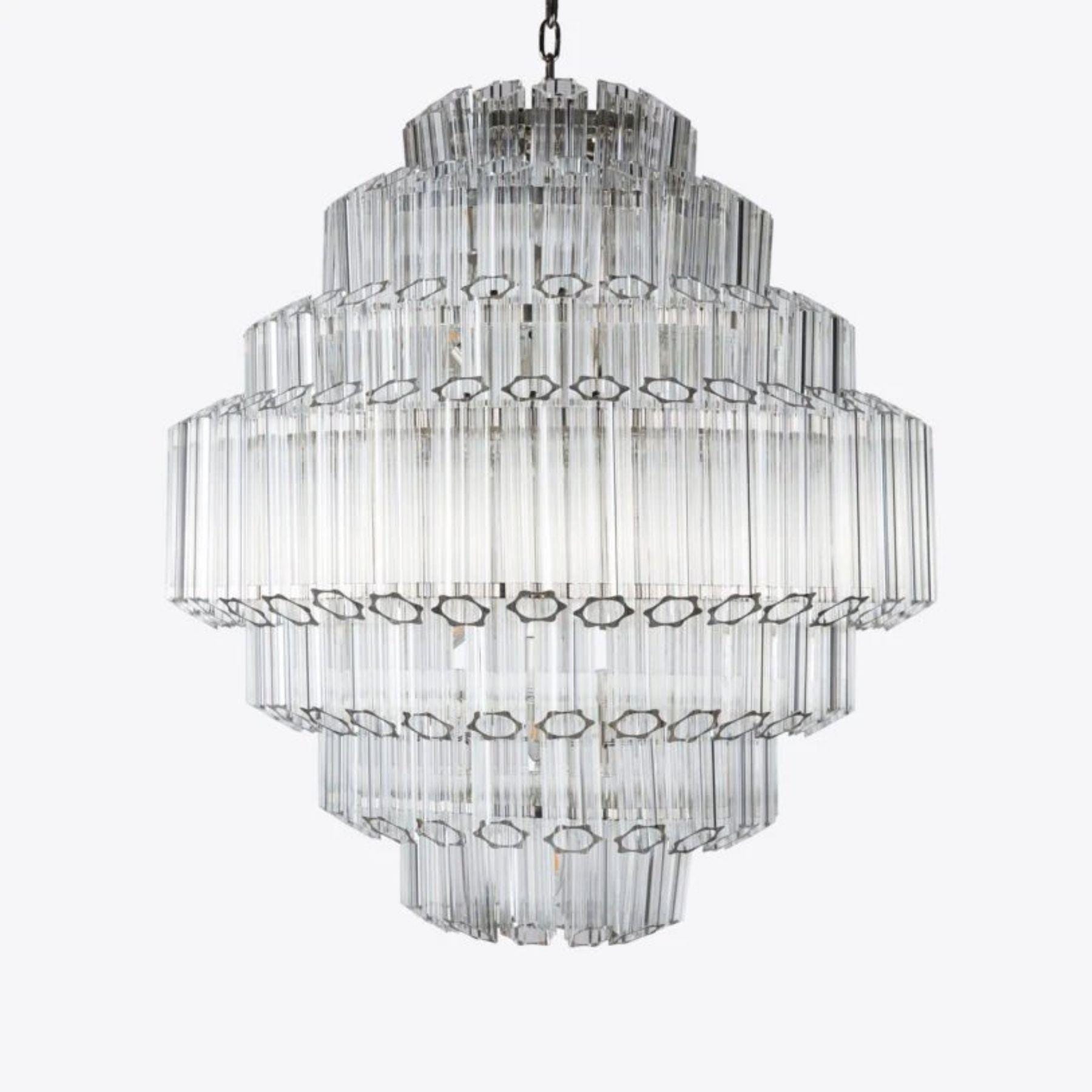 Pure White Lines Grande Palermo Chandelier Polished Nickel Clear
