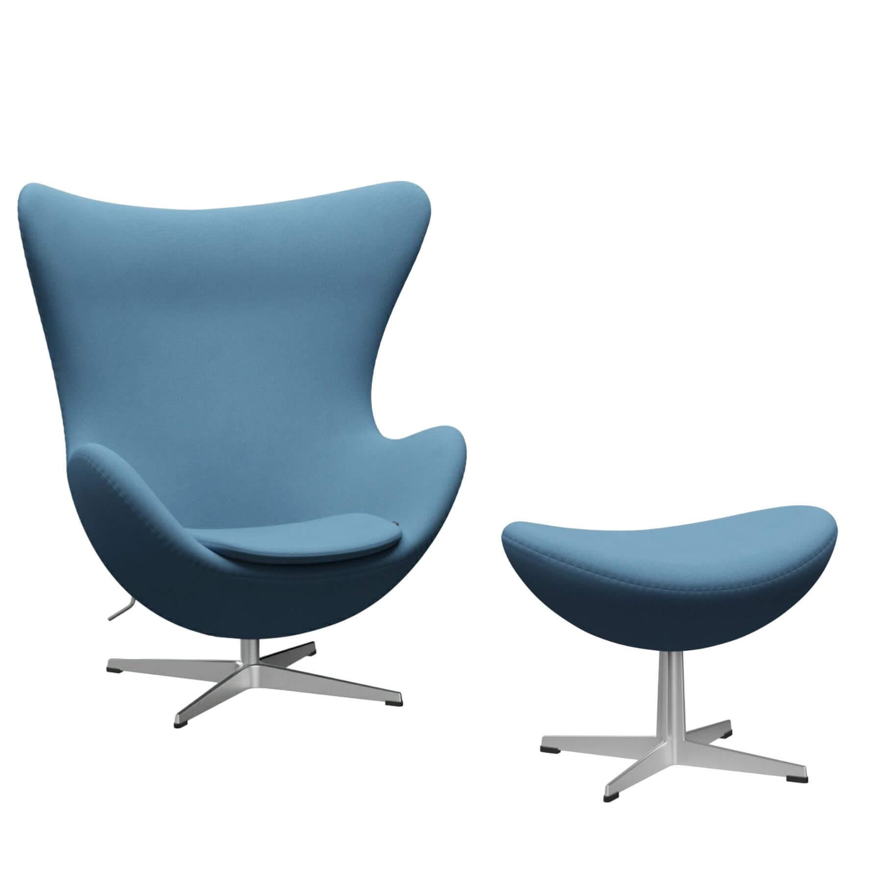 Fritz Hansen Egg Lounge Chair With Footstool Brushed Matt Tonus Pastel Blue Designer Furniture From Holloways Of Ludlow