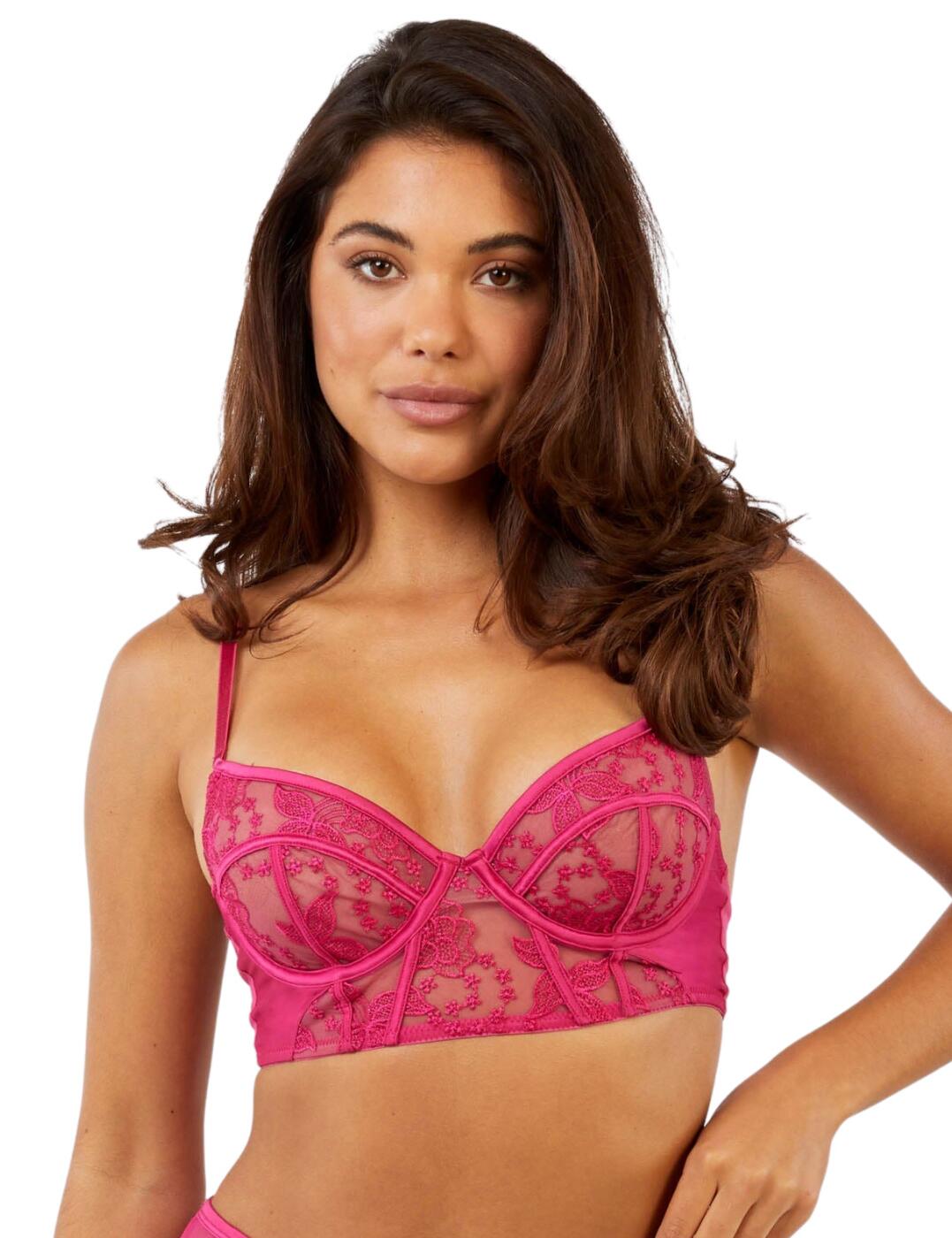 Feel incredibly feminine and sexy in this eye-catching longline embroidery bra from the Lyra range from Playful Promises. This beautiful piece is in collaboration with Felicity Hayward to ensure everyone feels amazing and empowered. The bra is covered in elegant floral embroidery with satin piping throughout. It is a longline bra which adds additional coverage to the stomach. The bra provides a comfortable fit with great support from the underwire and a custom fit with the hook and eye closure and adjustable straps. Matching items available to create a fully coordinated look.  Longline embroidery bra Collaboration with Felicity Hayward Elegant floral embroidery with satin piping detailing Underwired for support Hook and eye closure and adjustable straps for a custom fit Matching items available Country of Origin:- China Composition:- Main: 96% Polyester &pipe; 4% Elastane Composition:- Main 2: 76% Polyester &pipe; 24% Polyamide Composition:- Main 3: 76% Polyamide &pipe; 24% Elastane Composition:- Lining 1: 100% Polyester Composition:- Lining 2: 100% Polyamide &pipe; Excluding trims Listed in UK sizes  55476-98883-1296593 PPFH074 Longline Bra