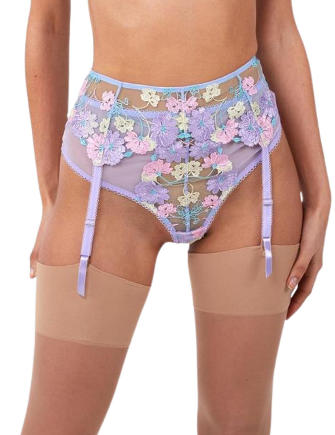 No sexy look is complete without a suspender to add an extra touch of glamour. This embroidery picot elastic suspender is a part of the Luna range from Playful Promises which is in collaboration with Felicity Hayward. It features the Luna design with cute coloured floral embroidery at the front on a sheer material with a plain design at the rear which holds a hook and eye closure for a custom fit. The suspender has 4 elastic adjustable straps which ensure a comfortable fit. Matching items available from the Luna range by fully coordinated look.  Suspender Collaboration with Felicity Hayward Cute coloured floral embroidery on sheer material Hook and eye closure at back 4 Elastic adjustable straps Matching items available Country of Origin:- China Composition:- Main: 80% Polyester &pipe; 20% Polyamide Composition:- Main 2: 76% Polyamide &pipe; 24% Elastane &pipe; Excluding trims Listed in UK sizes  55479-98886-1296204 PPFH083 Suspender Belt