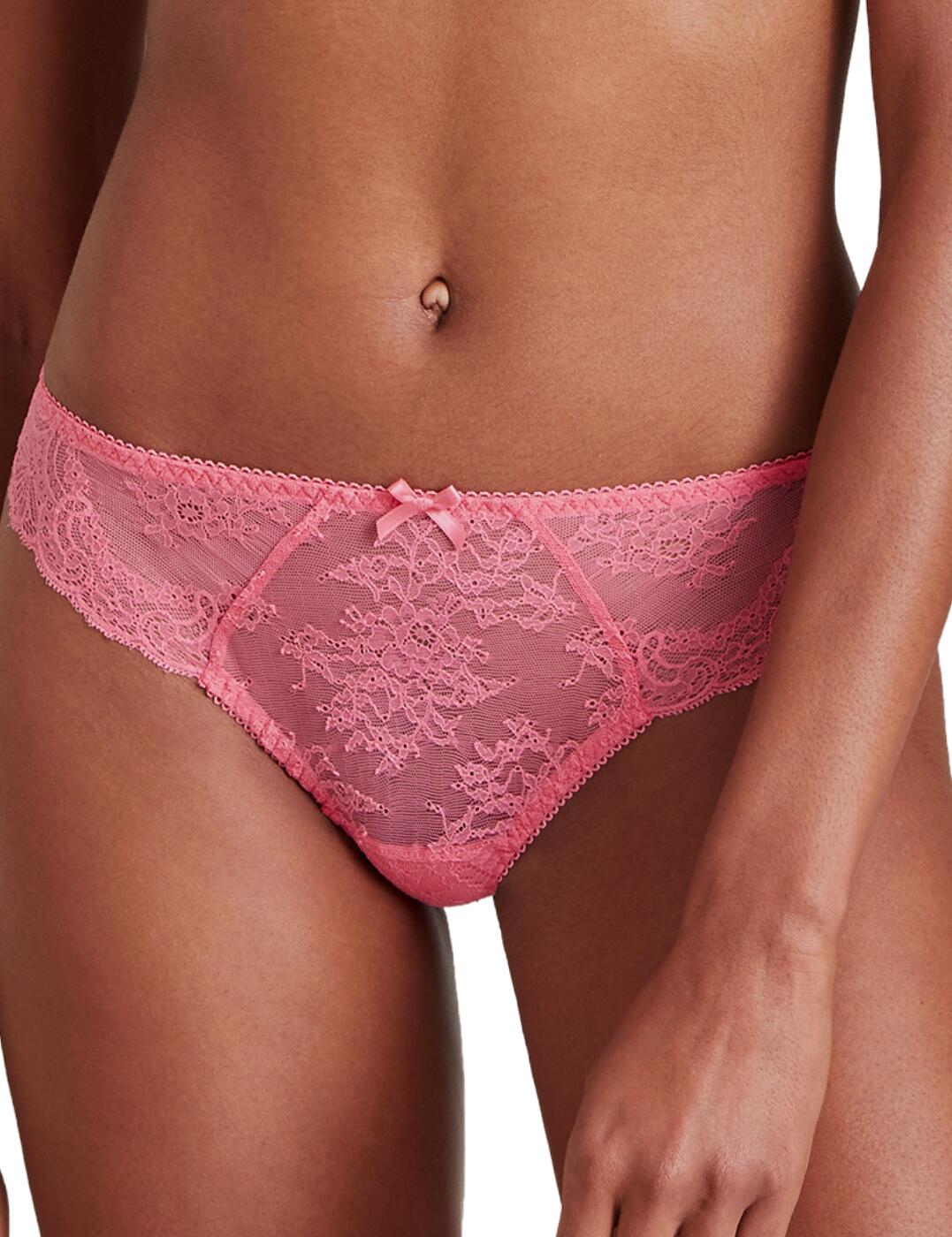 Feminine and sexy that is exactly what the Danse Des Sens range by Aubade brings with this tanga brief. This brief features a thong-type style with a low-rise waist and a cheeky rear. Covered completed out of semi-sheer lace you are sure to feel amazing. Made complete with a flirty bow in the centre at both the front and rear.  Tanga brief Thong rear with a low-rise waist Covered in semi-sheer lace Flirty bows in the centre at the front and rear Country of origin: Madagascar Composition: Side Lace: 89% Polyamide &pipe; 11% Elastane Composition 2: Lace Back: 89% Polyamide &pipe; 11% Elastane Composition 3: Lace Middle Front: 88% Polyamide &pipe; 12% Elastane Composition 4: Seat: 100% Cotton Listed in UK sizes  56236-99865-1296269 OG26-6 Tanga Brief
