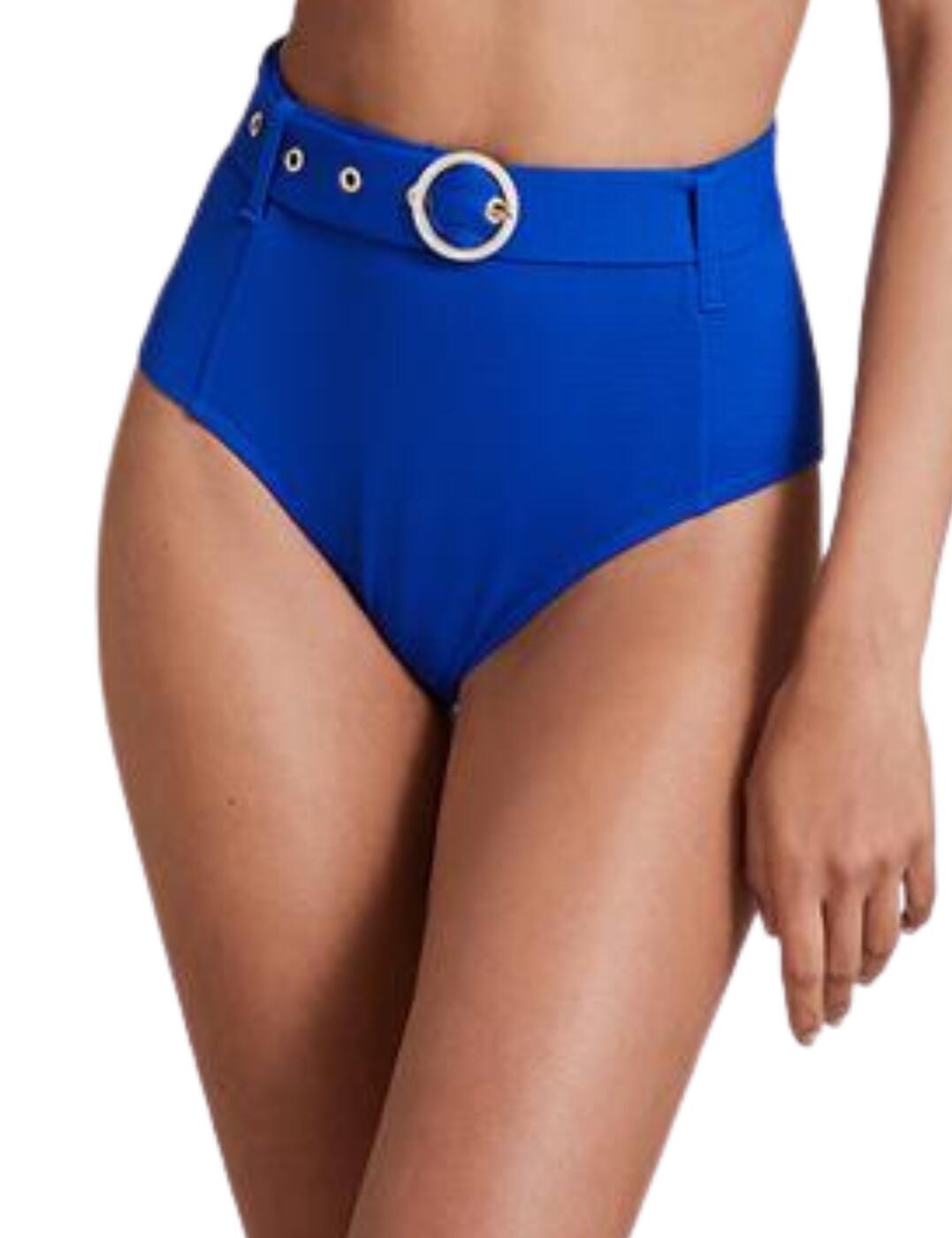 If you prefer extra coverage to your bikini bottoms then this high-waisted brief is a must-have for you. From the Summer Fizz range by Aubade, it brings beautiful swimwear pieces with a vintage twist. The brief features a high-rise waist with full rear coverage. It is covered in a soft jacquard textured mesh and has a belt around the waist with a pearl effect circle buckle which can also be removed for a more basic look. Matching bikini tops are available to create a fully coordinated look.  High-waisted brief Full coverage Covered in a soft jacquard textured mesh A belt around the waist with a pearl effect circle buckle Matching bikini tops are available Country of origin: China Composition: Lining: 79% Polyester &pipe; 21% Elastane Composition 2: Knit: 93% Polyamide &pipe; 7% Elastane Listed in UK sizes  56254-99894-1295920 IS24 Bikini Bottom