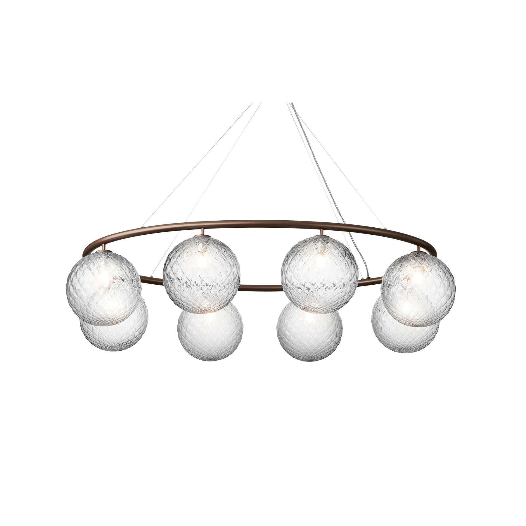 Nuura Miira 8 Oval Chandelier Dark Bronze Optic Clear Bronze