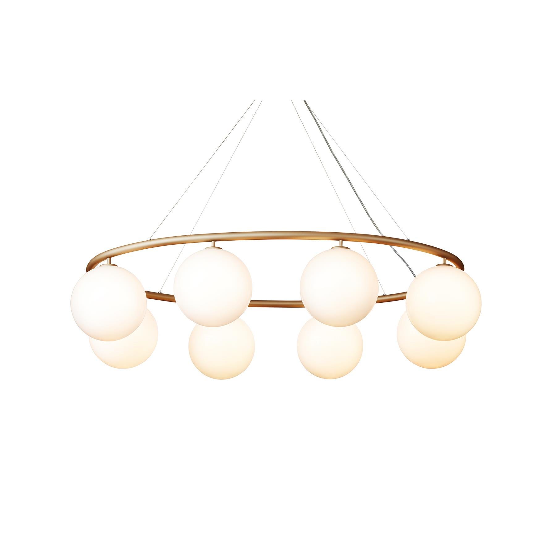 Nuura Miira 8 Oval Chandelier Brass Opal White Brassgold