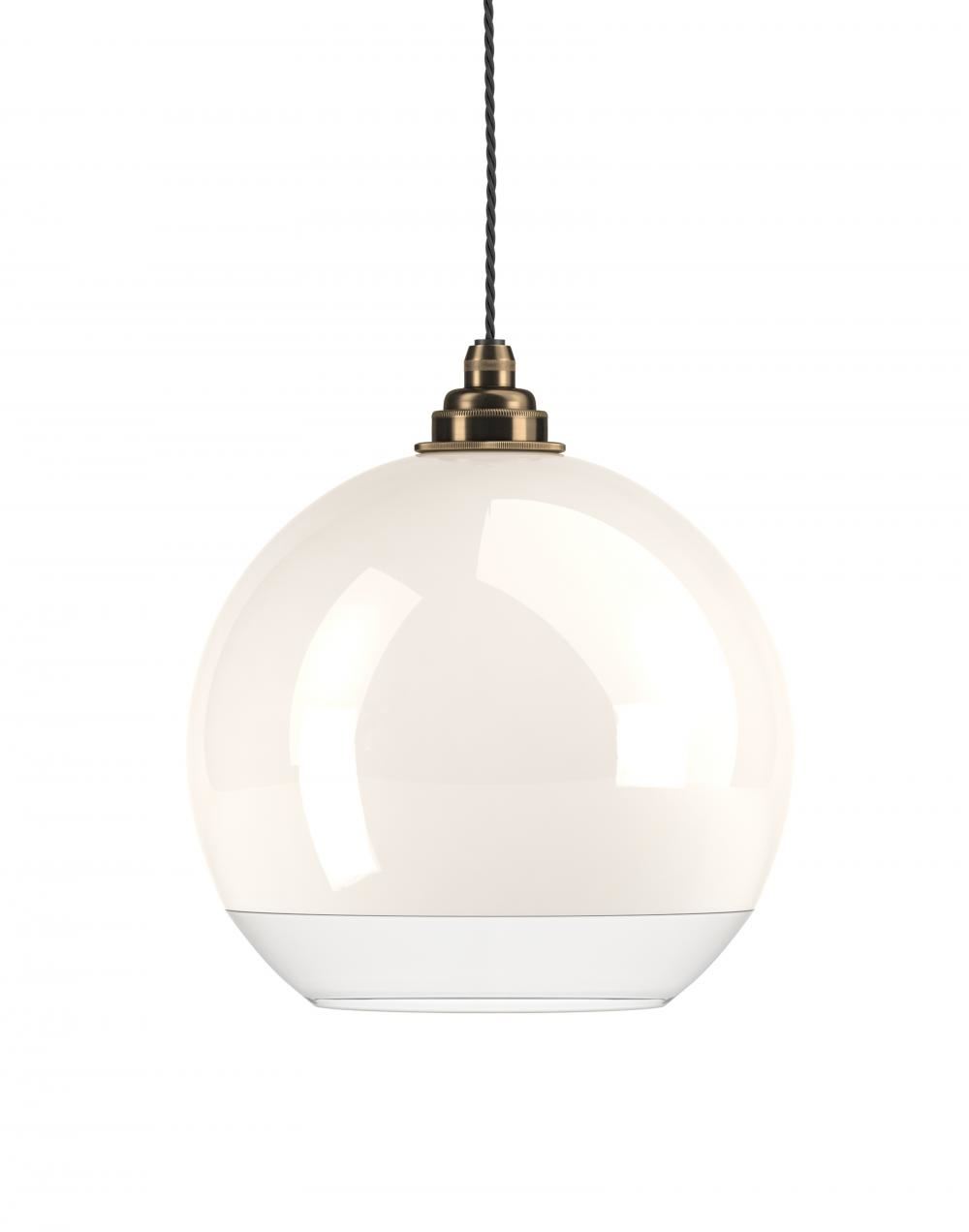 Fritz Fryer Hereford Pendant White Glass Antique Brass Designer Pendant Lighting