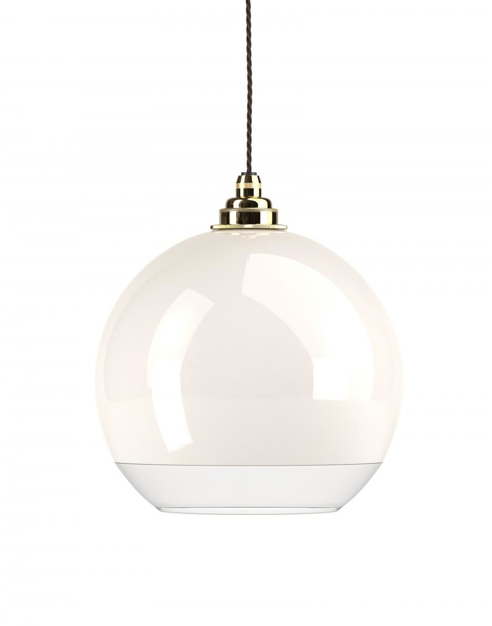 Fritz Fryer Hereford Pendant White Glass Polished Brass Designer Pendant Lighting