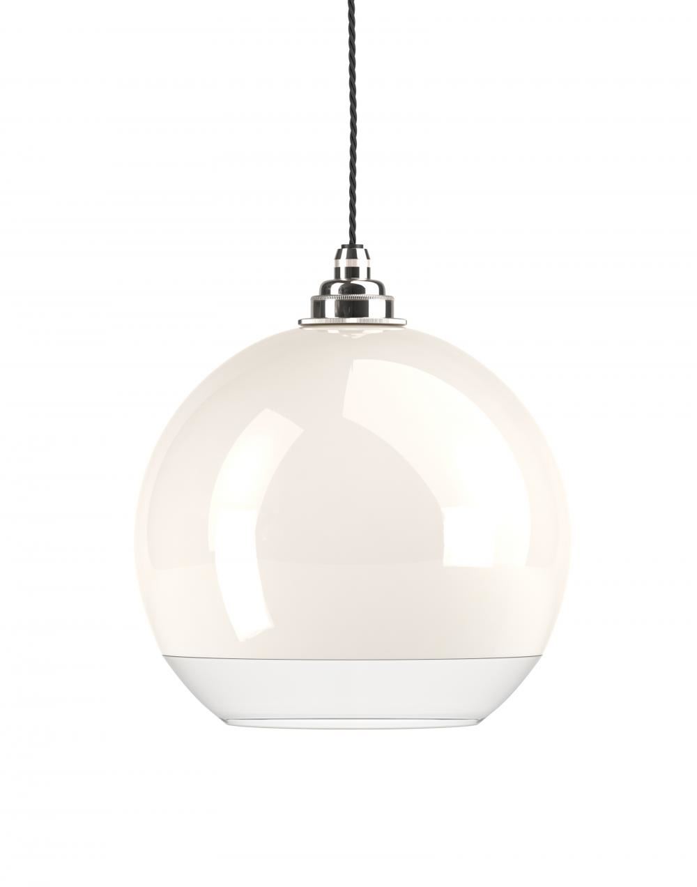 Fritz Fryer Hereford Pendant White Glass Nickel Designer Pendant Lighting