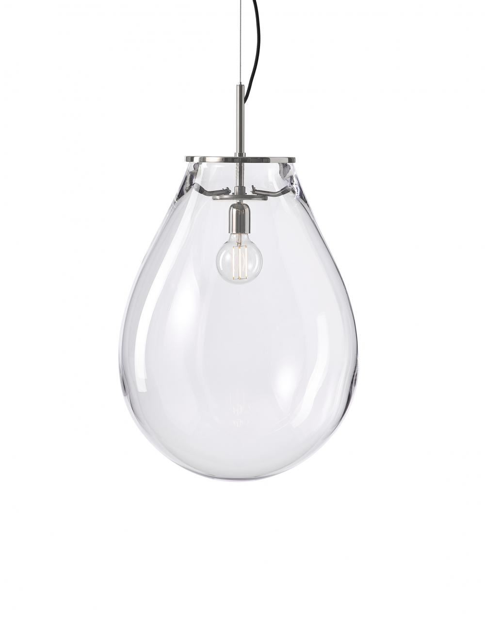 Bomma Tim Pendant Medium Nickel Fittings Clear Designer Pendant Lighting