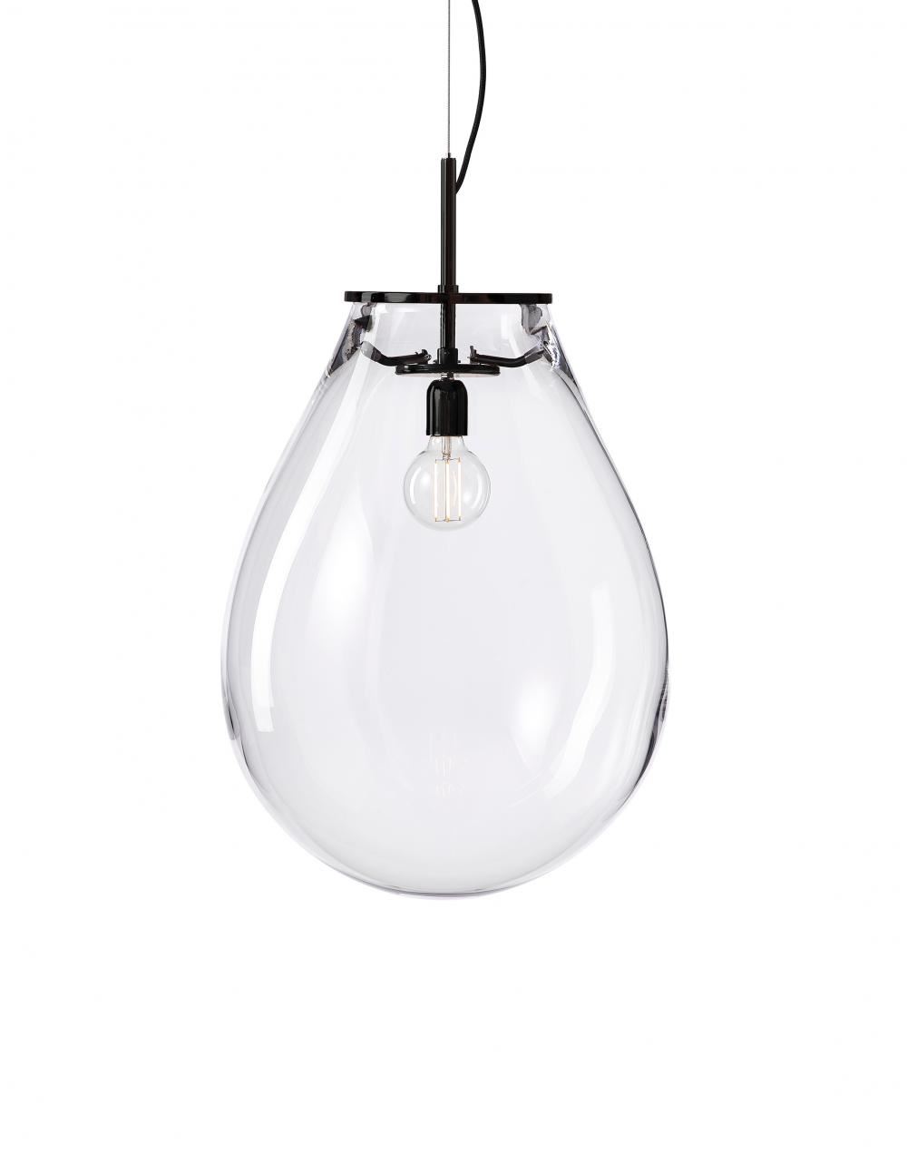 Bomma Tim Pendant Medium Black Fittings Clear Designer Pendant Lighting