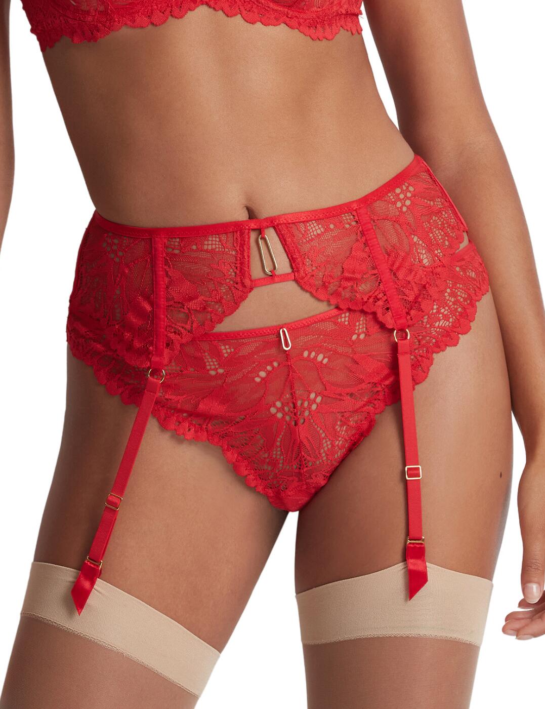 No sexy lingerie look is complete without a suspender tresor and this one from the Flowermania range by Aubade is a must-have! Made to match the other items in the range, it is covered in recycled lace with a gorgeous floral pattern that sits on flirty tulle which creates an all-over sheer look. This feminine piece sits at the hips and closes via a hook and fastening at the rear whilst all 4 suspender straps are fully adjustable allowing for a comfortable fit. Finished off with a cut-out at the centre and a gold charm which matches beautifully with the other items from the range that are also available.  Suspender tresor All-over recycled lace with floral pattern Flirty tulle Hook and eye fastening 4 adjustable suspender straps Cut-out in the centre with gold charm Matching lingerie is also available Country of origin: Tunisia Composition: Lace front back: 100% Polyamide Composition: Lace back: 86% Polyamide &pipe; 14% Elastane Listed in UK sizes  59669-104414-1367744 LA50 Suspender