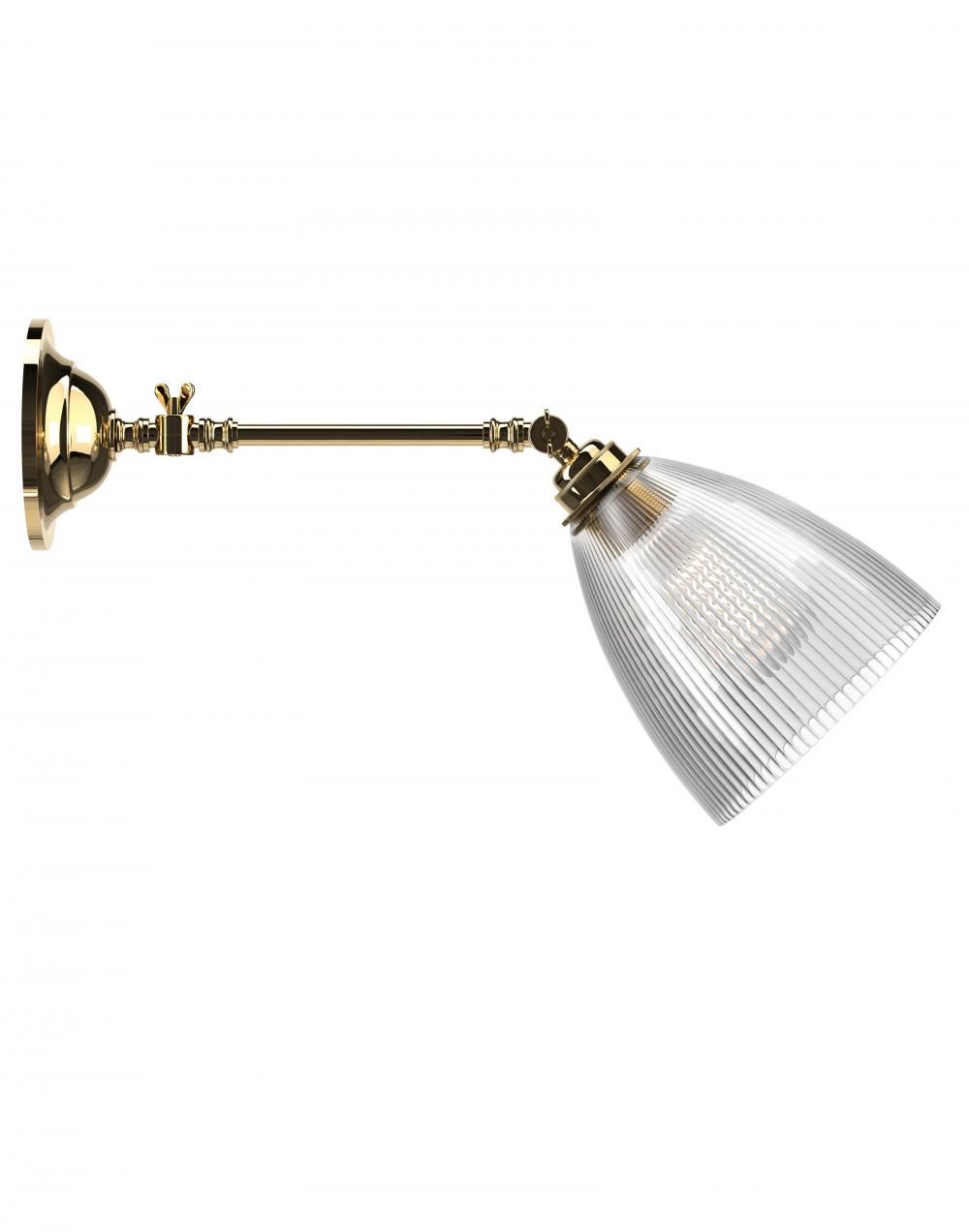 Fritz Fryer Ledbury Adjustable Reading Light Skinny Ribbed Polished Brass Wall Lighting Clear