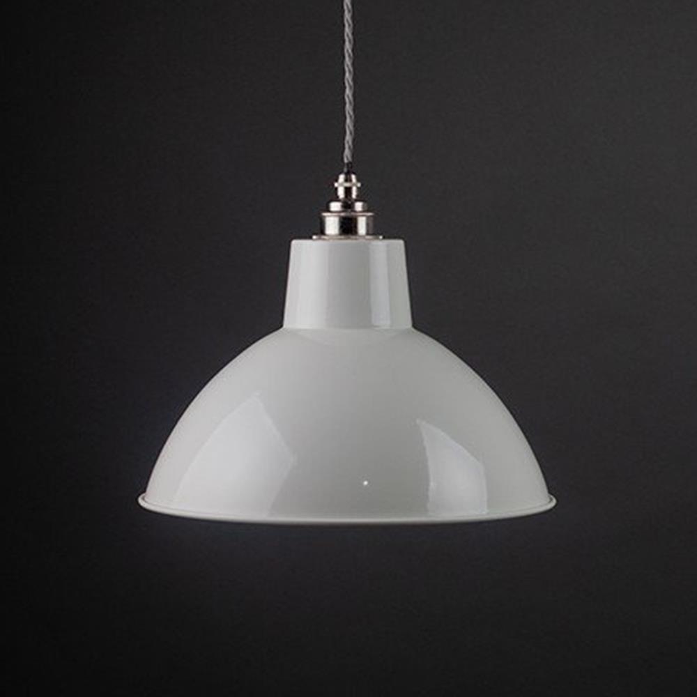 Fritz Fryer Moccas Industrial Pendant White Large Nickel Silver Designer Pendant Lighting