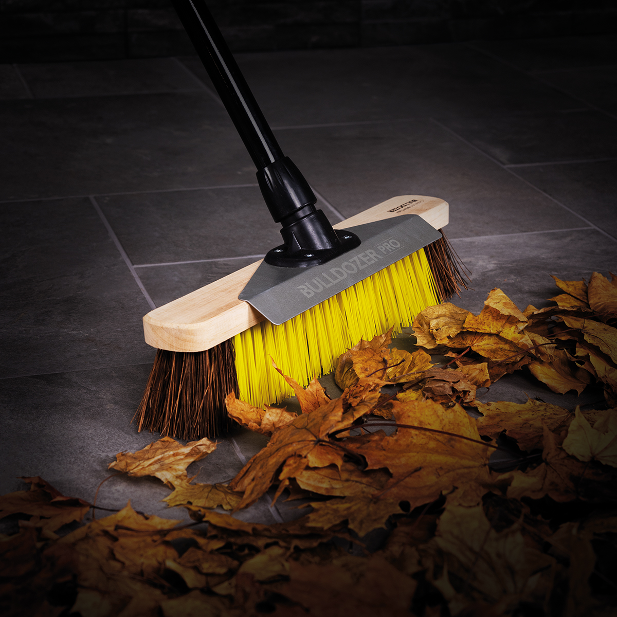 Image of BULLDOZER PRO Heavy Duty 15.7" Utility Broom with Scraper and Telescopic Handle