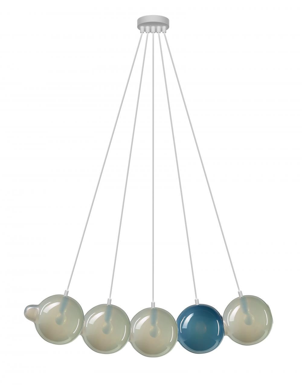 Pendulum Pendant 5 Light Grey Pigeon Blue