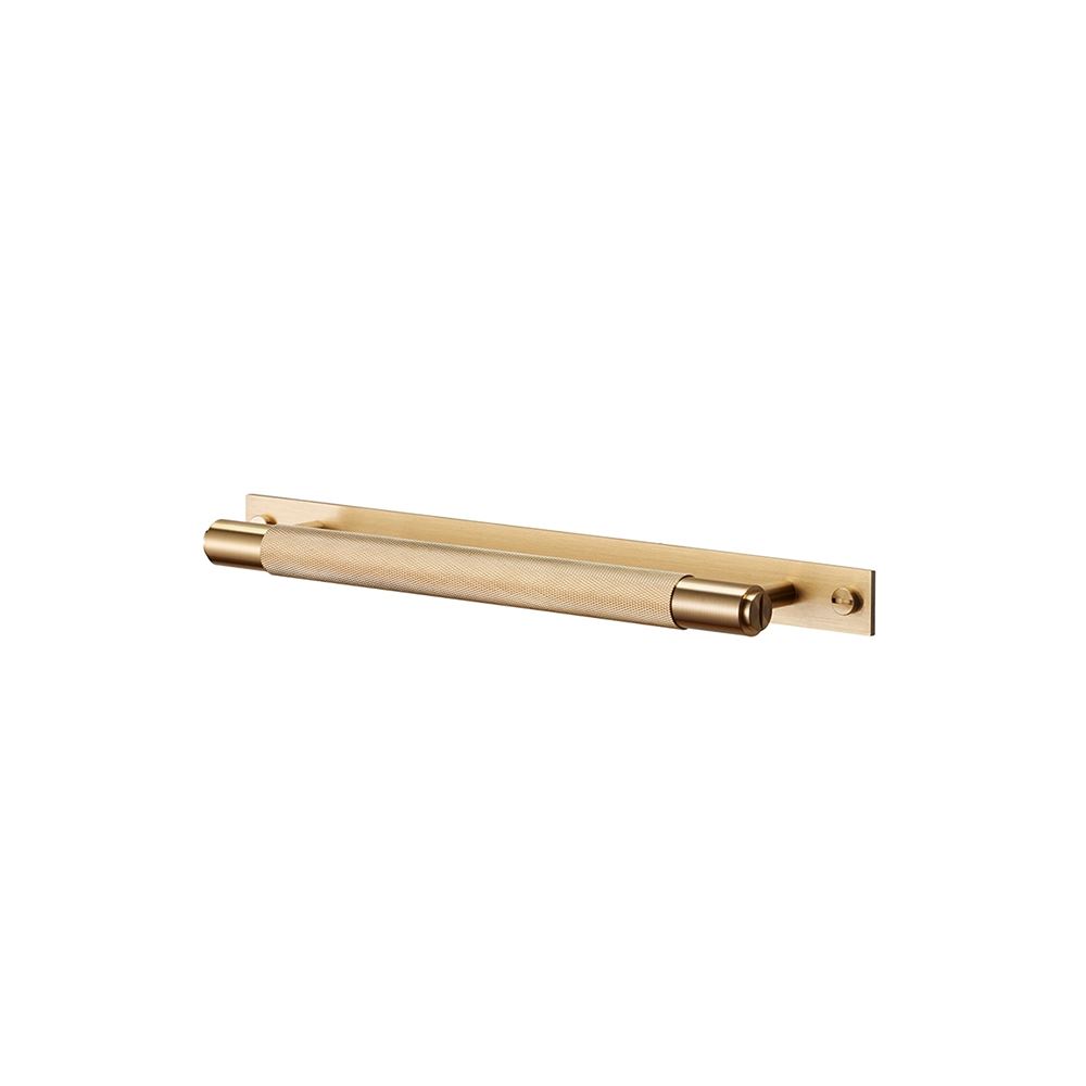 Pull Bar Small With Plate Knurled Pattern Brass