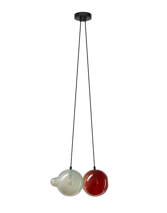 Pendulum Pendant 2 Light Grey Dark Red