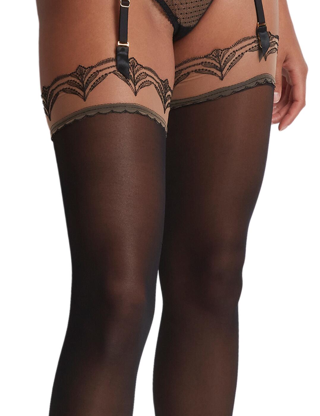 Add another layer to your elegant lingerie with these timeless stockings from Aubade's Luxurious Hypnolove collection. This sophisticated look has a distinguishable embroidered pattern on the top, recognisable in this range. This classic fit flatters your shape and accentuates your legs for an alluring and seductive finish. To complete this look, take advantage of the matching coordinates available from Aubade's gorgeous Hypnolove range.  Stockings Timeless fit Sophisticated look Elegant embroidery Country of origin: Tunisia Composition: Garter: 59% Polyester &pipe; 27% Polyamide &pipe; 14% Elastane Composition: Knit: 84% Polyamide &pipe; 16% Elastane Listed in UK size  59699-104445-1367675 LD97 Stockings