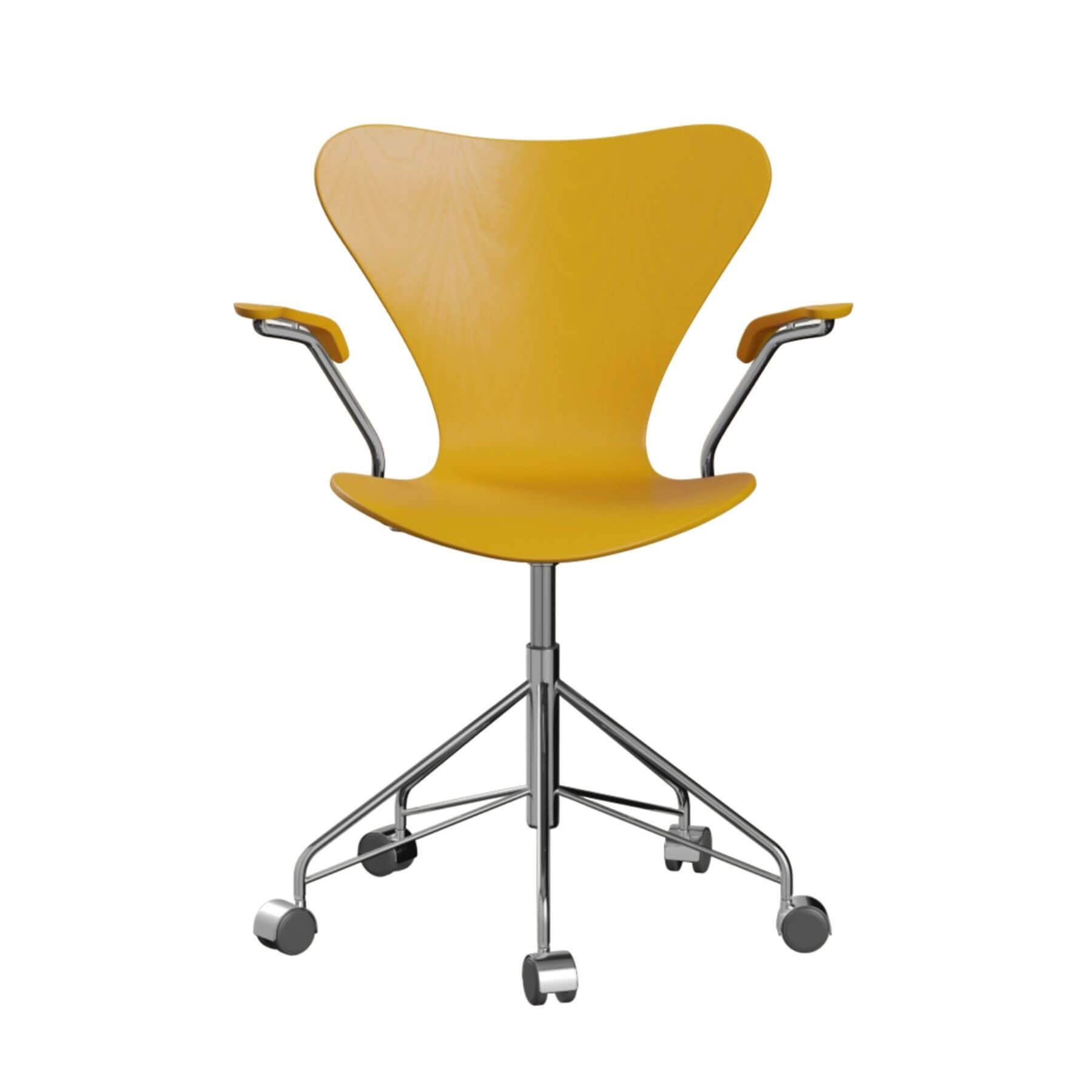 Fritz Hansen Series 7 Swivel Armchair Coloured Veneer True Yellow Designer Furniture From Holloways Of Ludlow